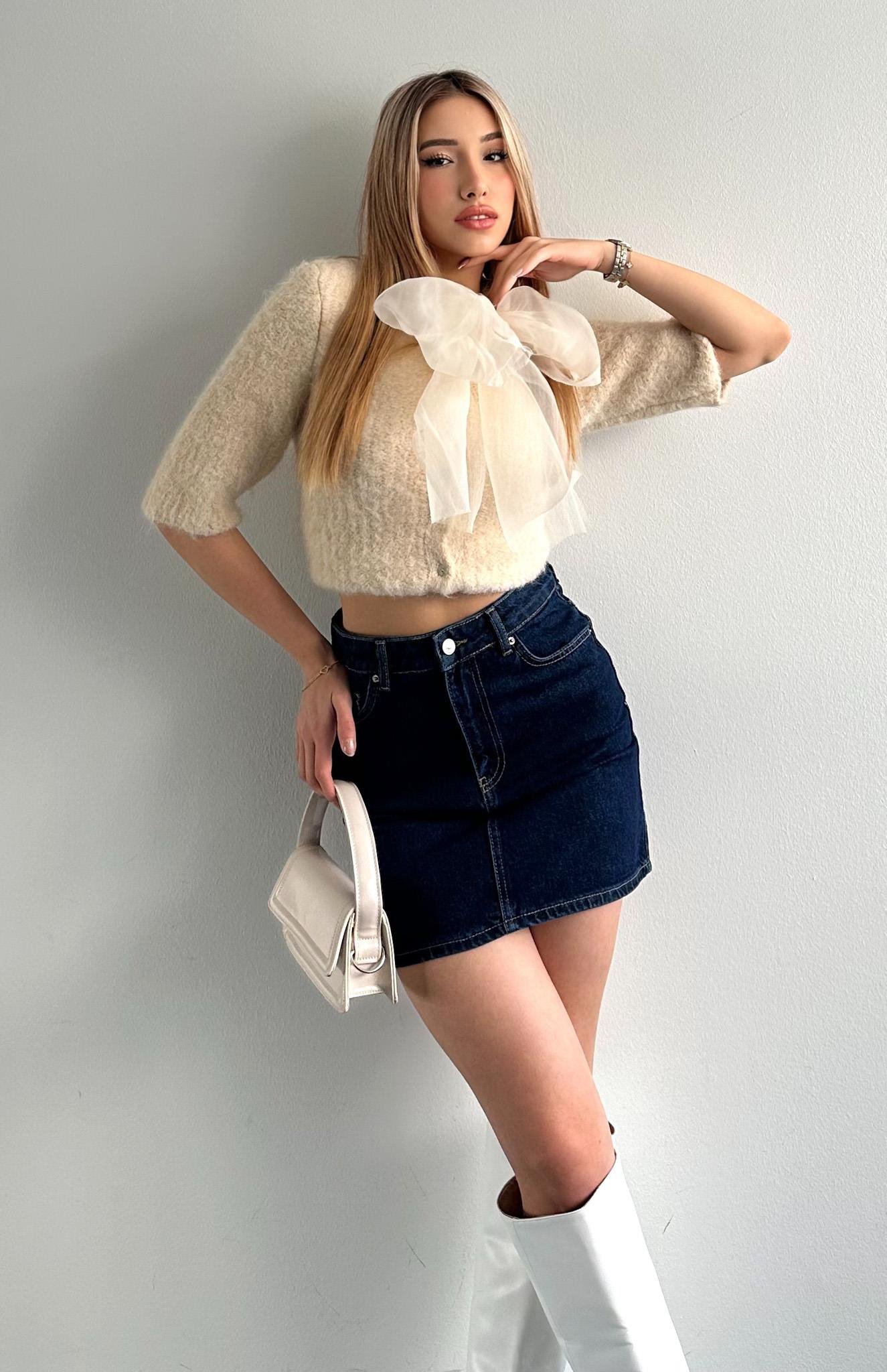 Rins Yıkama Mini Etek LACİVERT