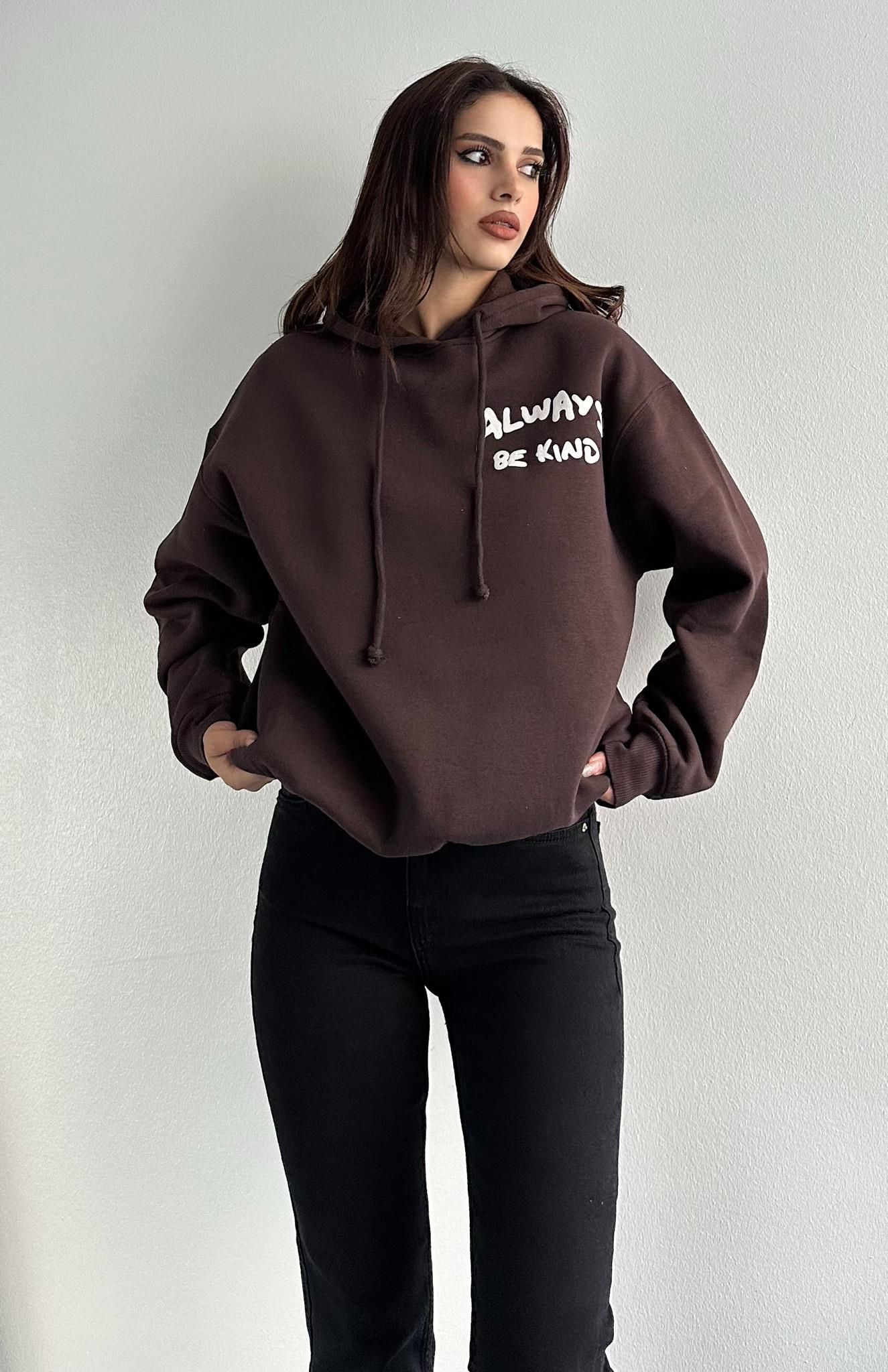 Arkası Yazılı Sweatshırt A.KAHVE