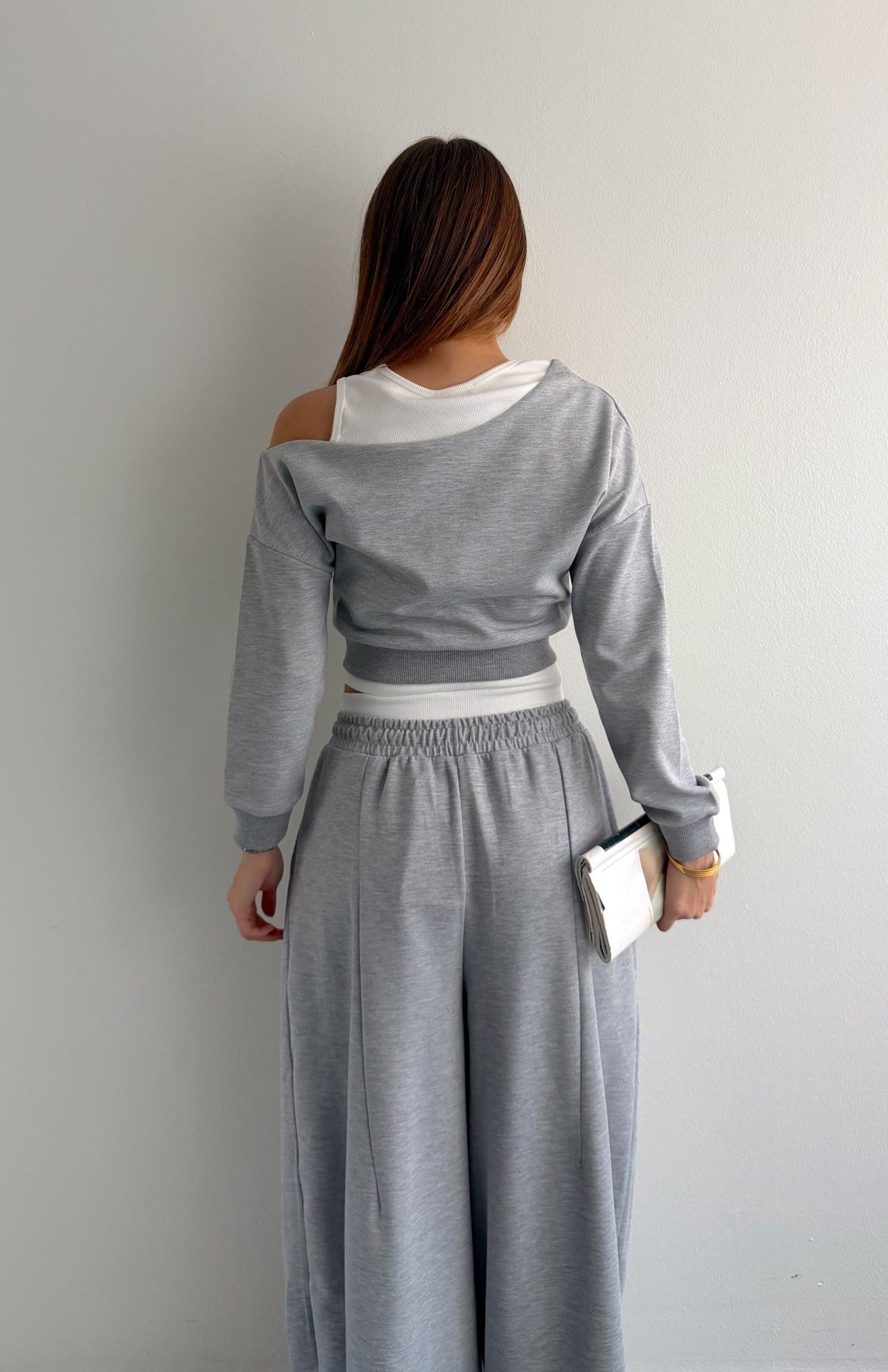 Asimetrik Atlet Detaylı Sweatshırt GRİ