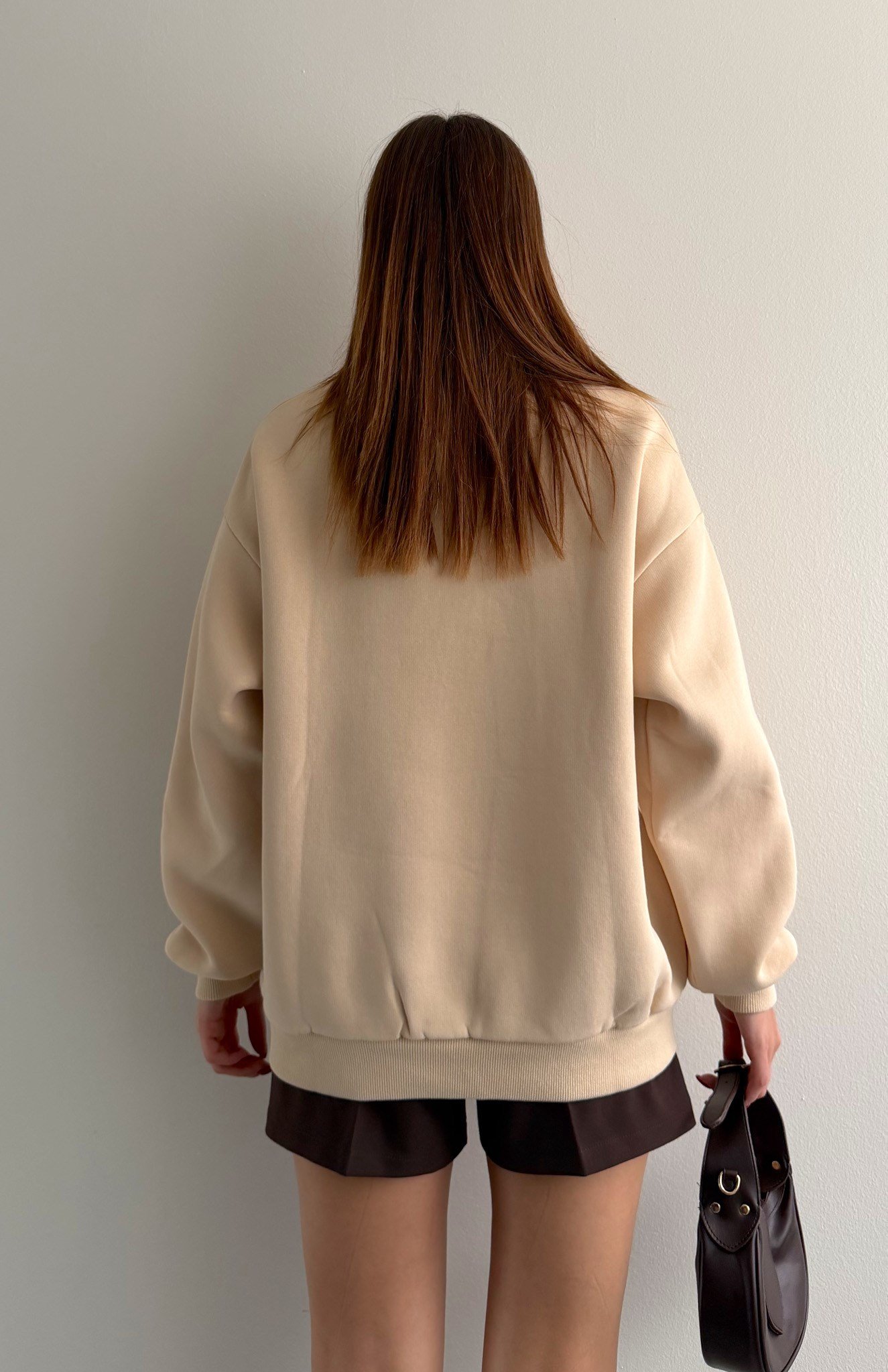 Baskı Detaylı Sweatshırt BEJ