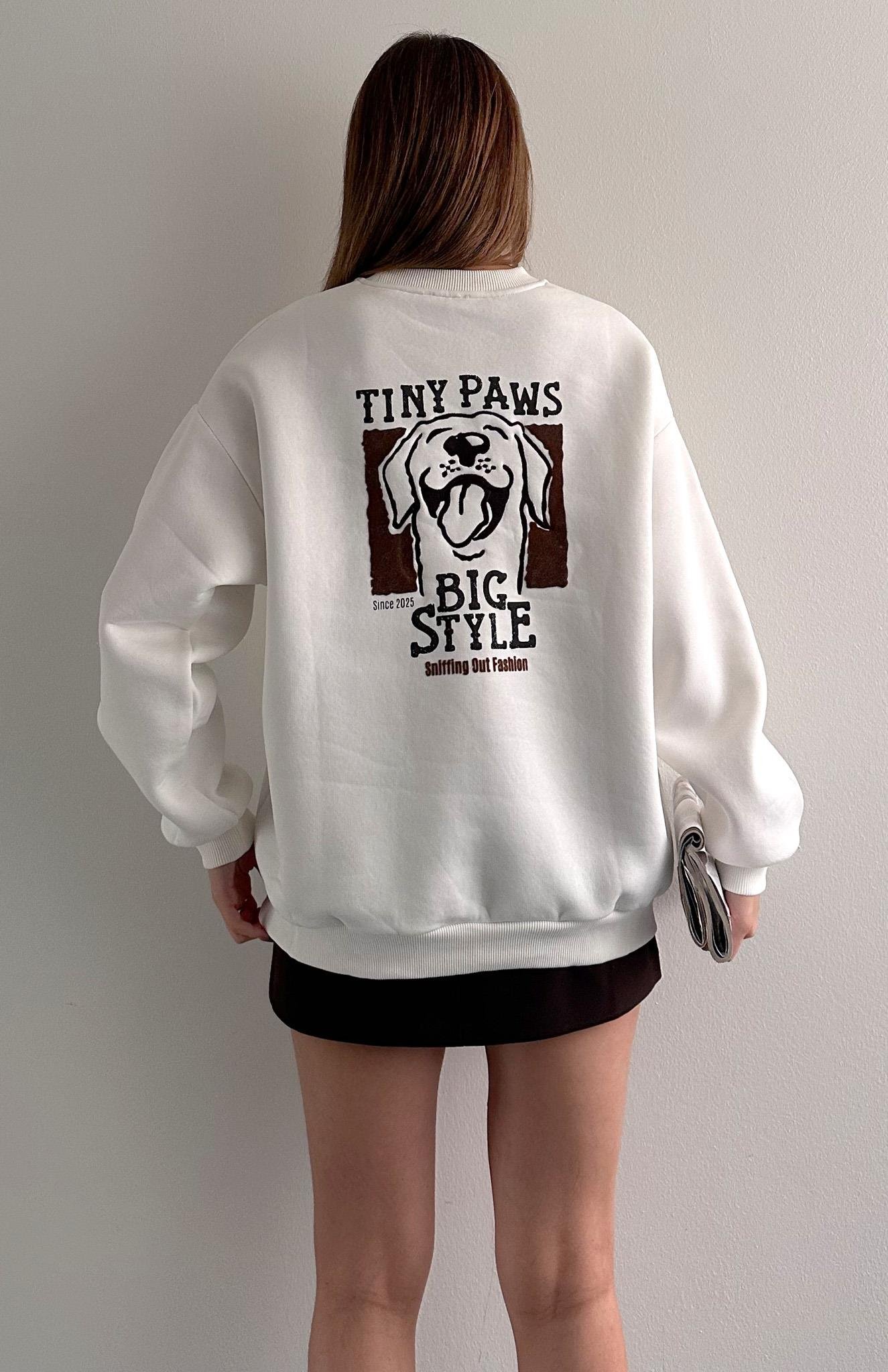 Baskı Ve Nakiş Detaylı Sweatshırt EKRU