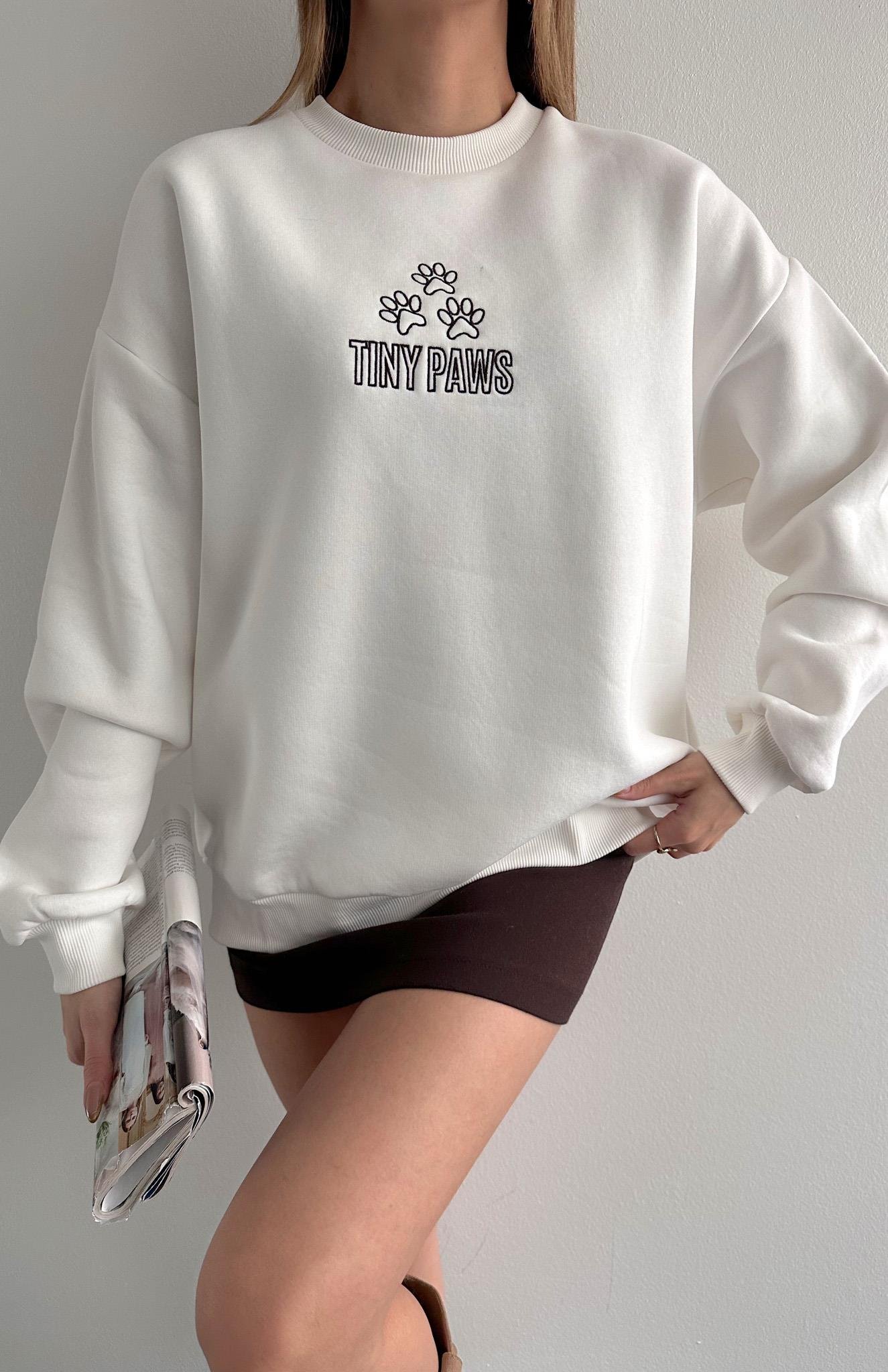 Baskı Ve Nakiş Detaylı Sweatshırt EKRU