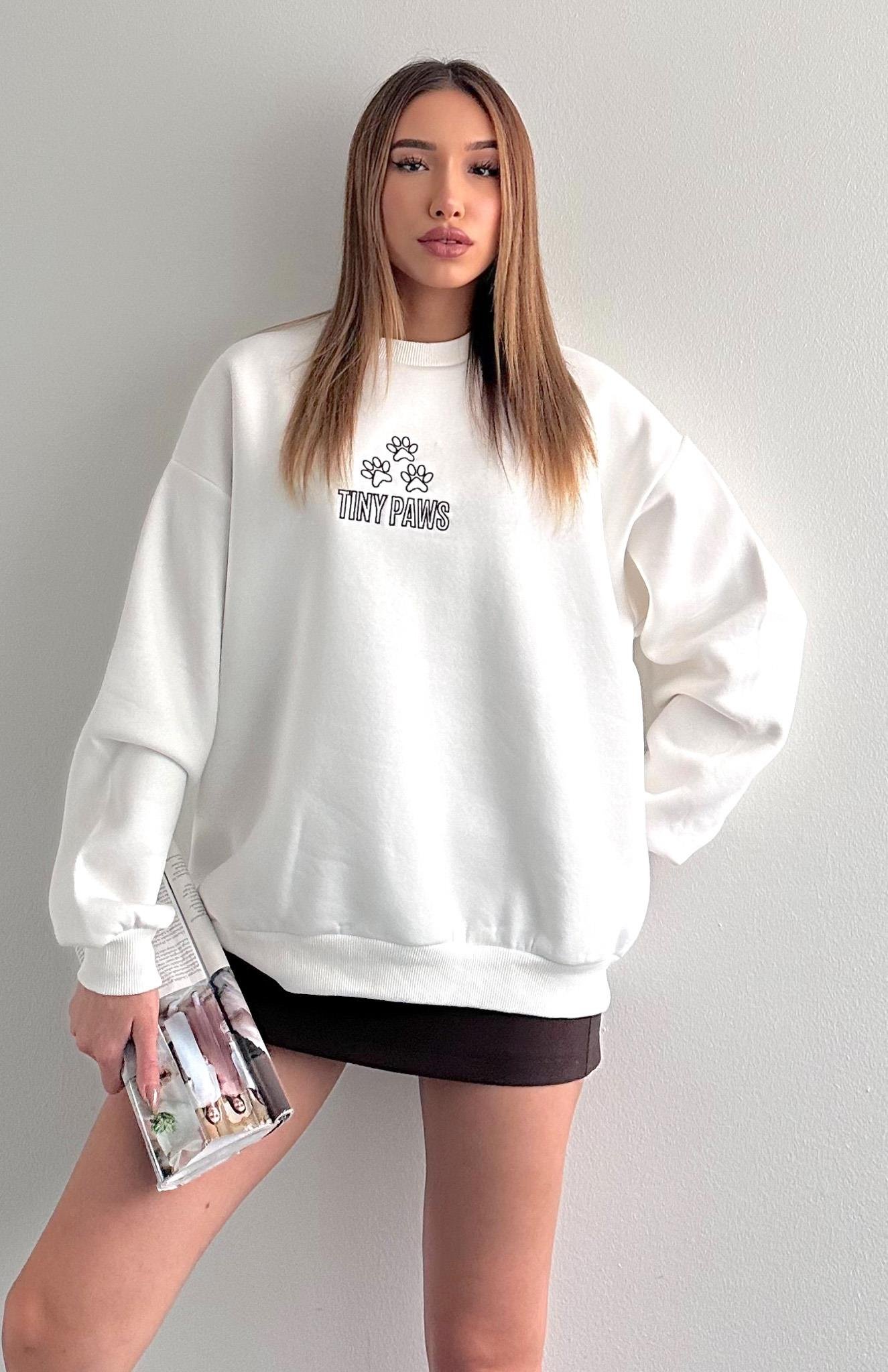 Baskı Ve Nakiş Detaylı Sweatshırt EKRU