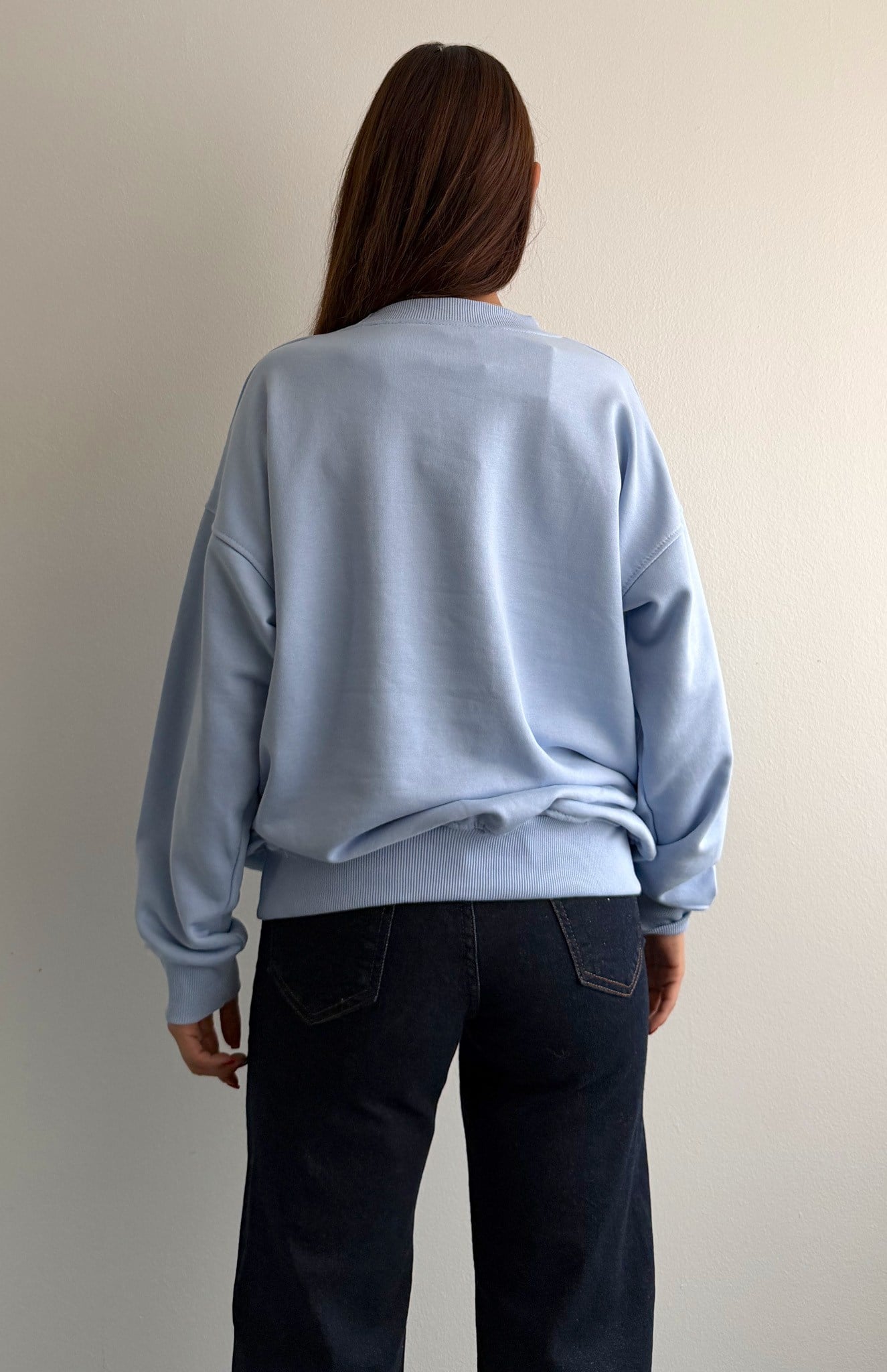 Bisiklet Yaka Oversize Sweatshırt MAVİ
