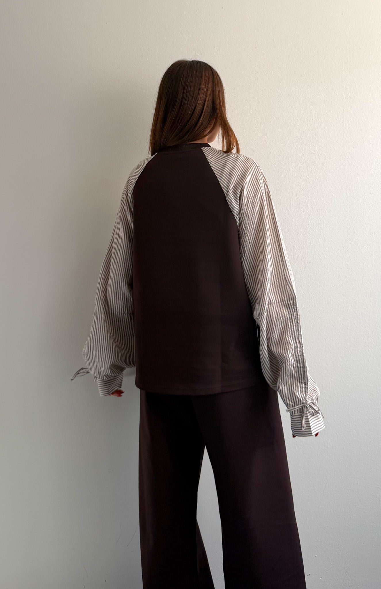 Çizgi Detaylı Sweatshırt KAHVERENGİ