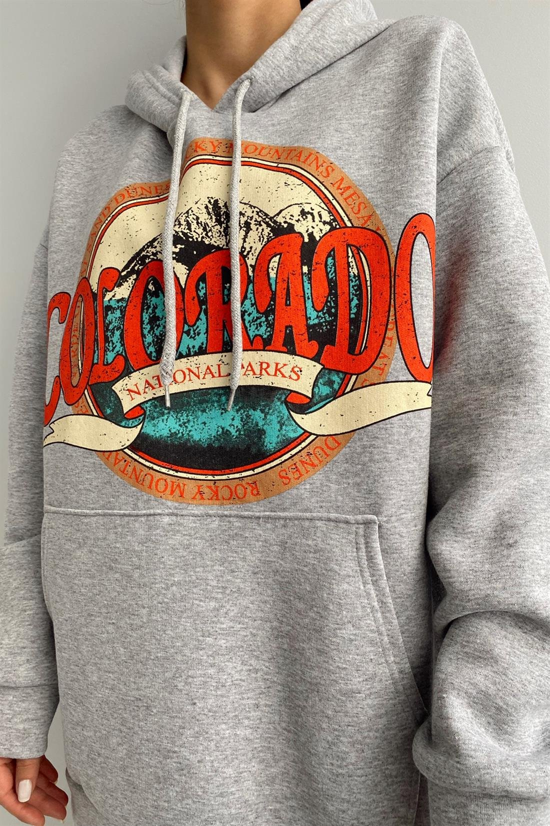 Colorado Baskılı Sweatshırt GRİ