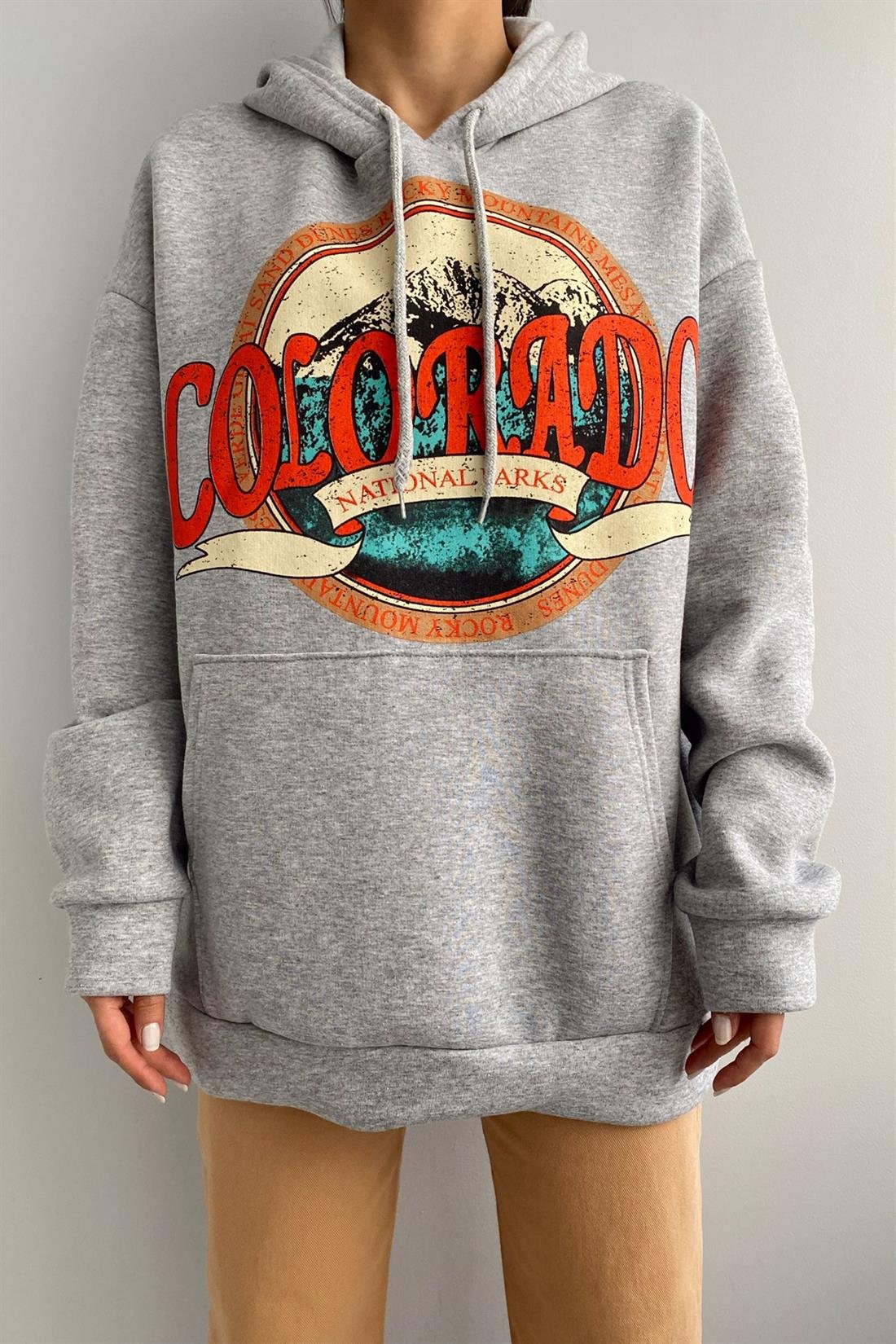 Colorado Baskılı Sweatshırt GRİ