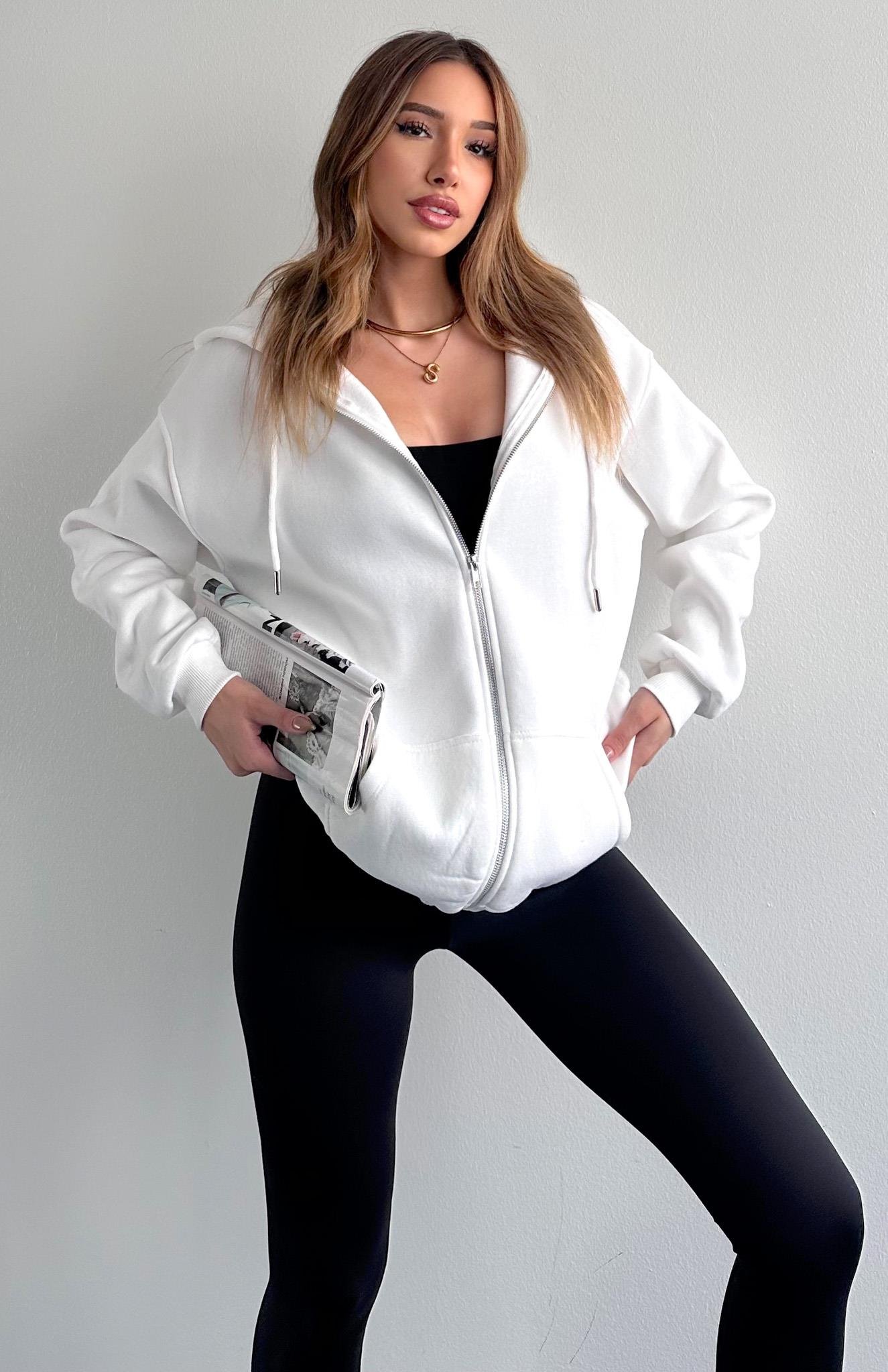 Fermuarkı Kanguru Cepli Kapşonlu Sweatshırt EKRU