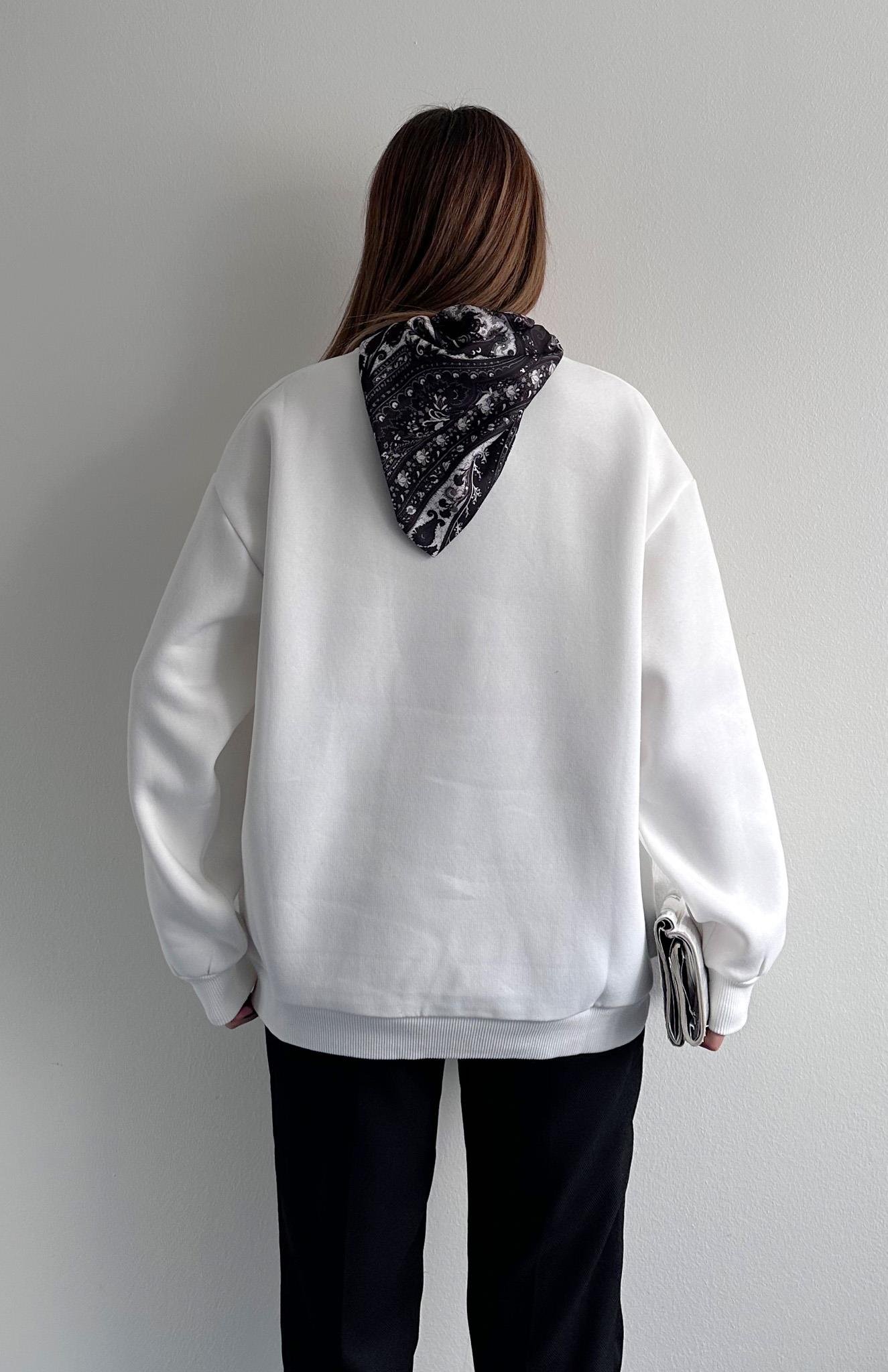 Fular Detaylı Sweatshırt EKRU