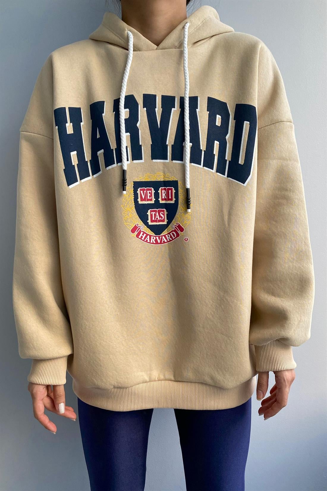 Harward Baskılı Sweatshırt BEJ