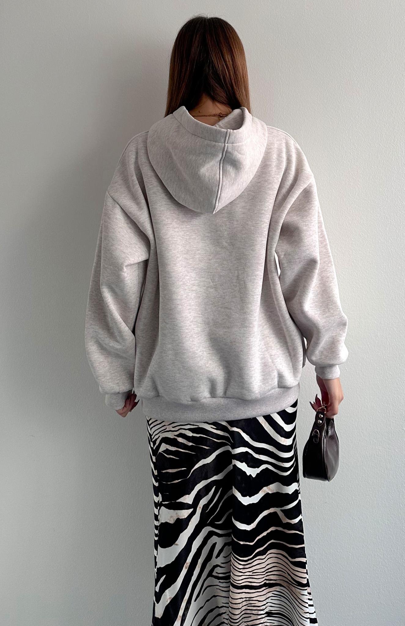 Kapüşonlu Kordon Detaylı Sweatshırt BEJ