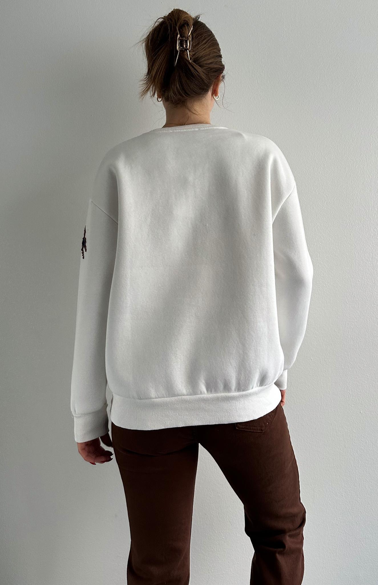 Kelebek Pullu Sweatshırt EKRU
