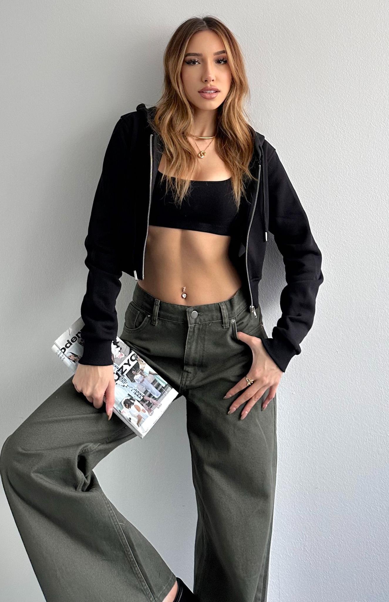 Kısa Fermuarlı Sweatshırt SİYAH