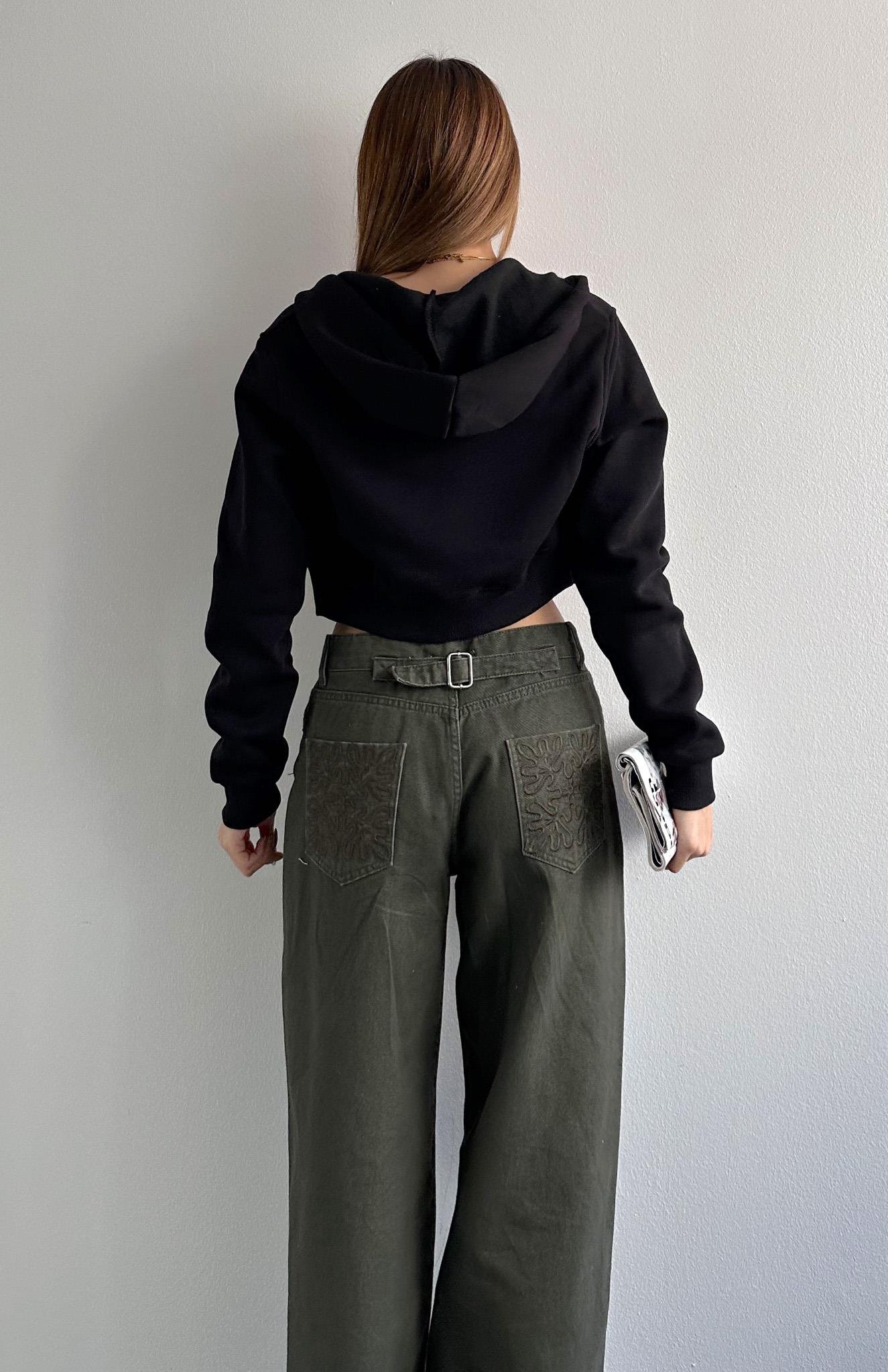 Kısa Fermuarlı Sweatshırt SİYAH