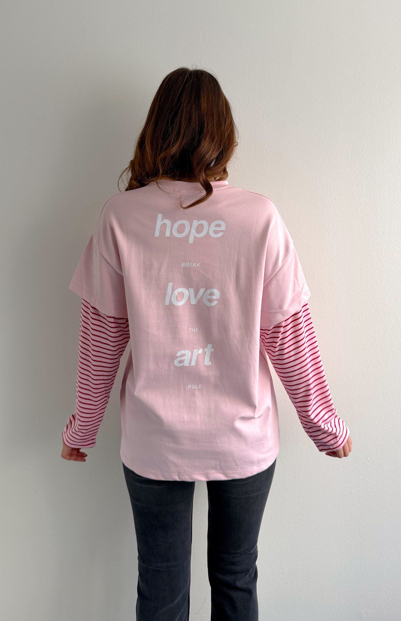 Kol Çizgili Bluz PEMBE