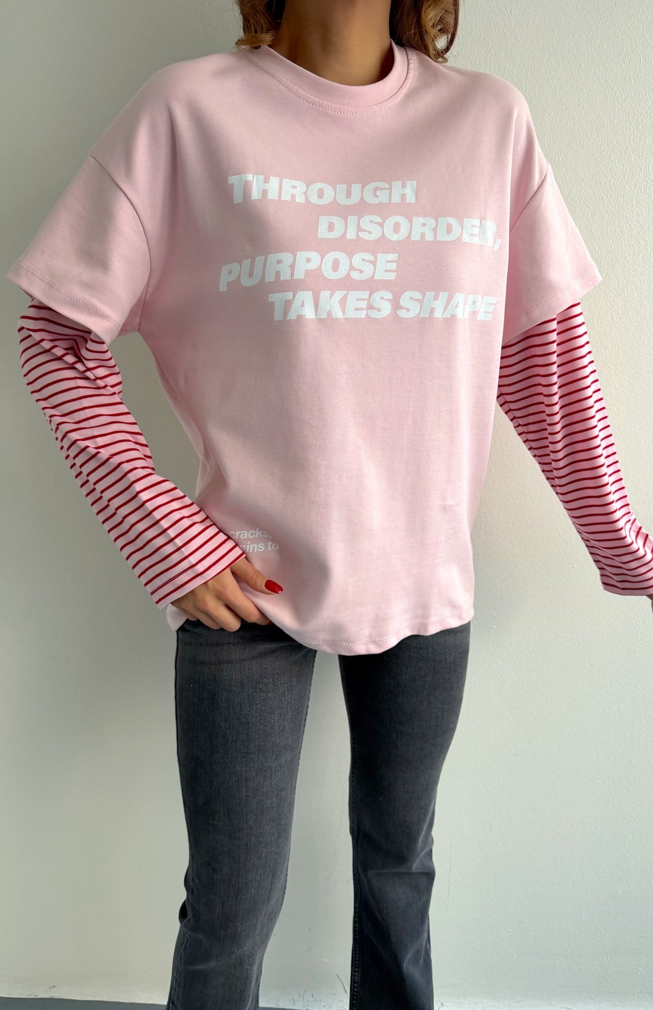 Kol Çizgili Bluz PEMBE