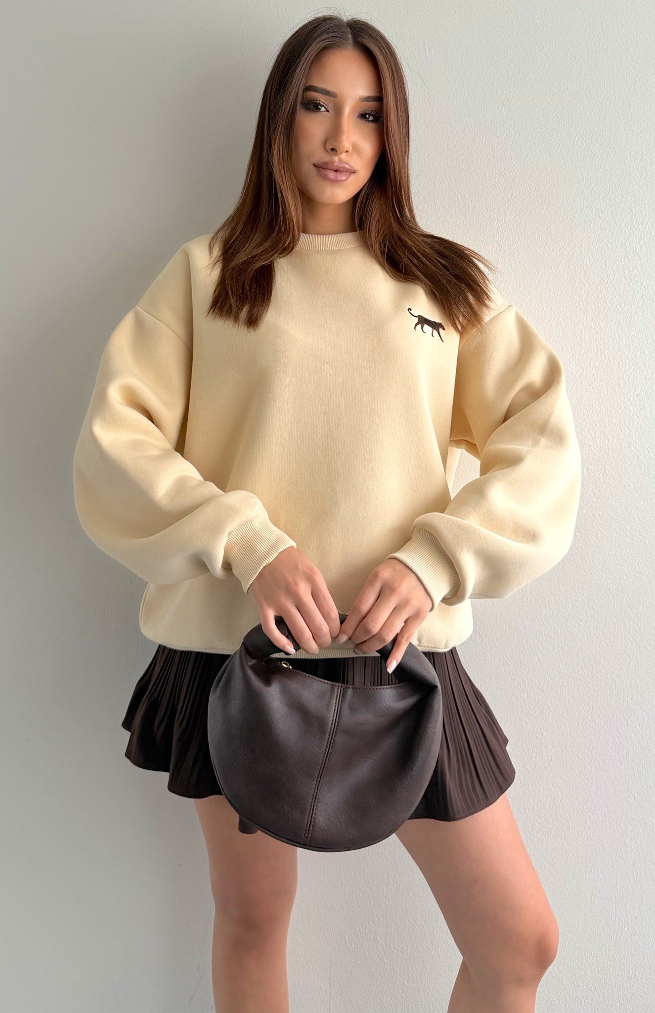Nakiş Detaylı Sweatshırt BEJ