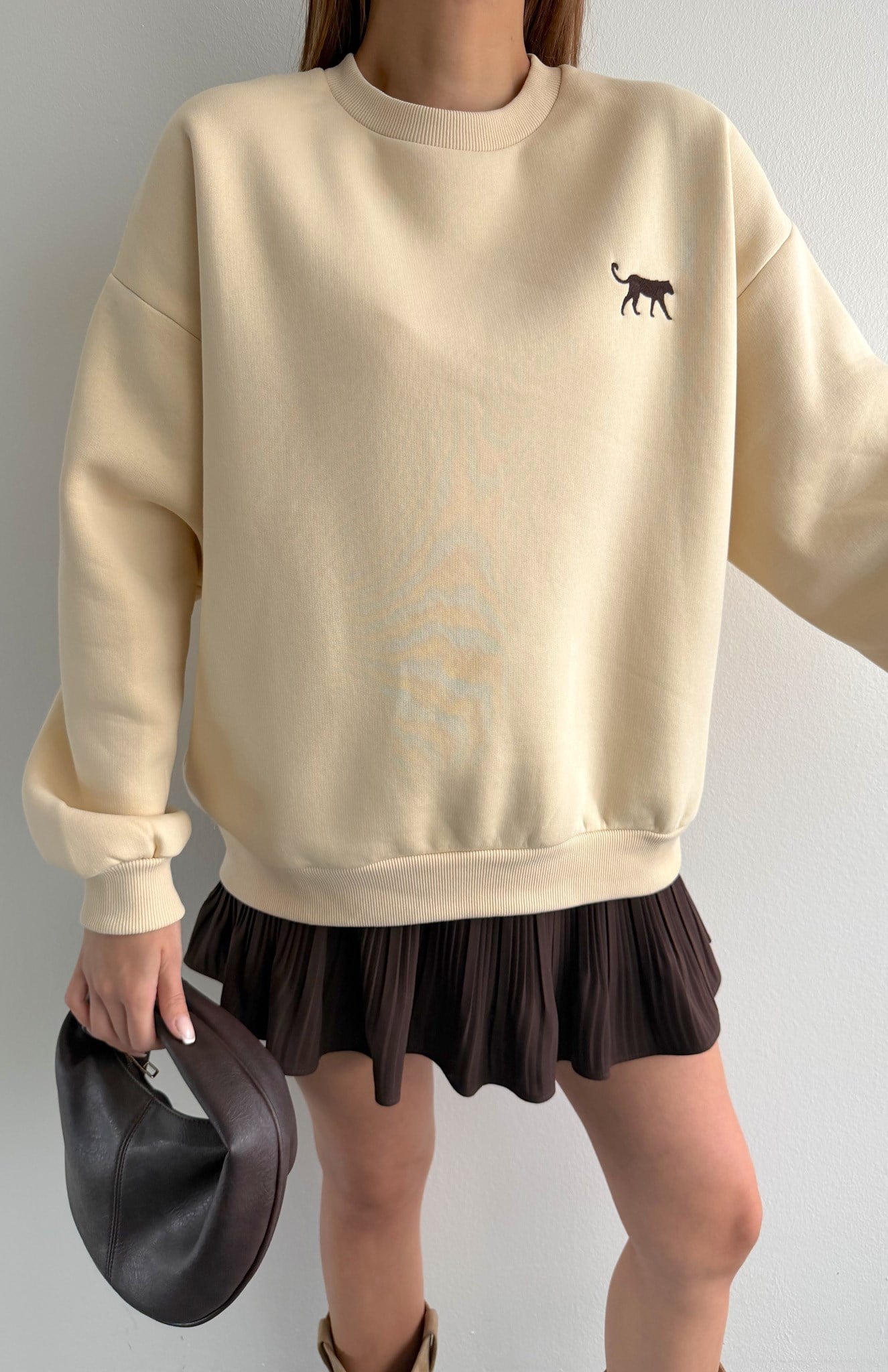 Nakiş Detaylı Sweatshırt BEJ