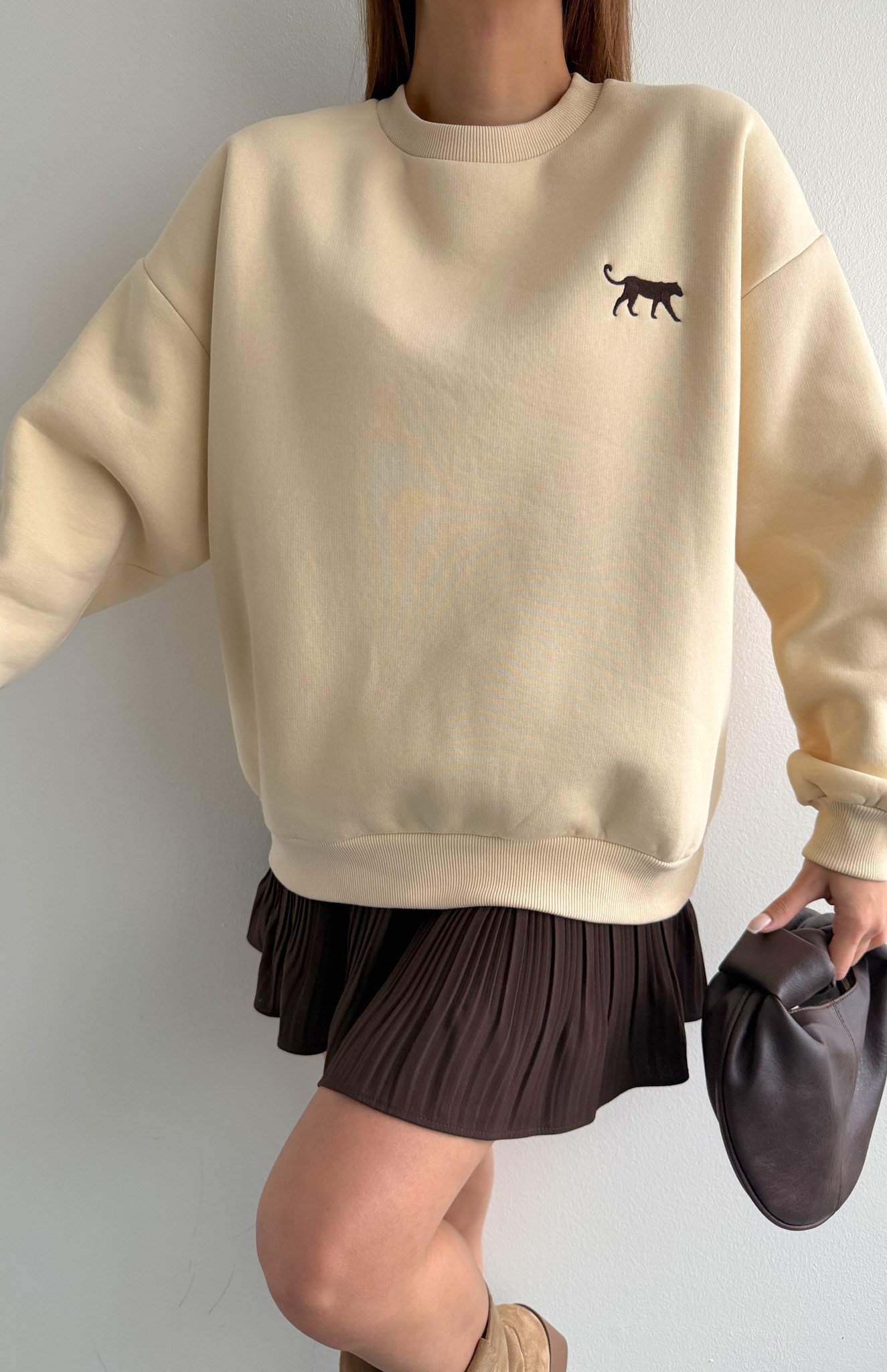 Nakiş Detaylı Sweatshırt BEJ