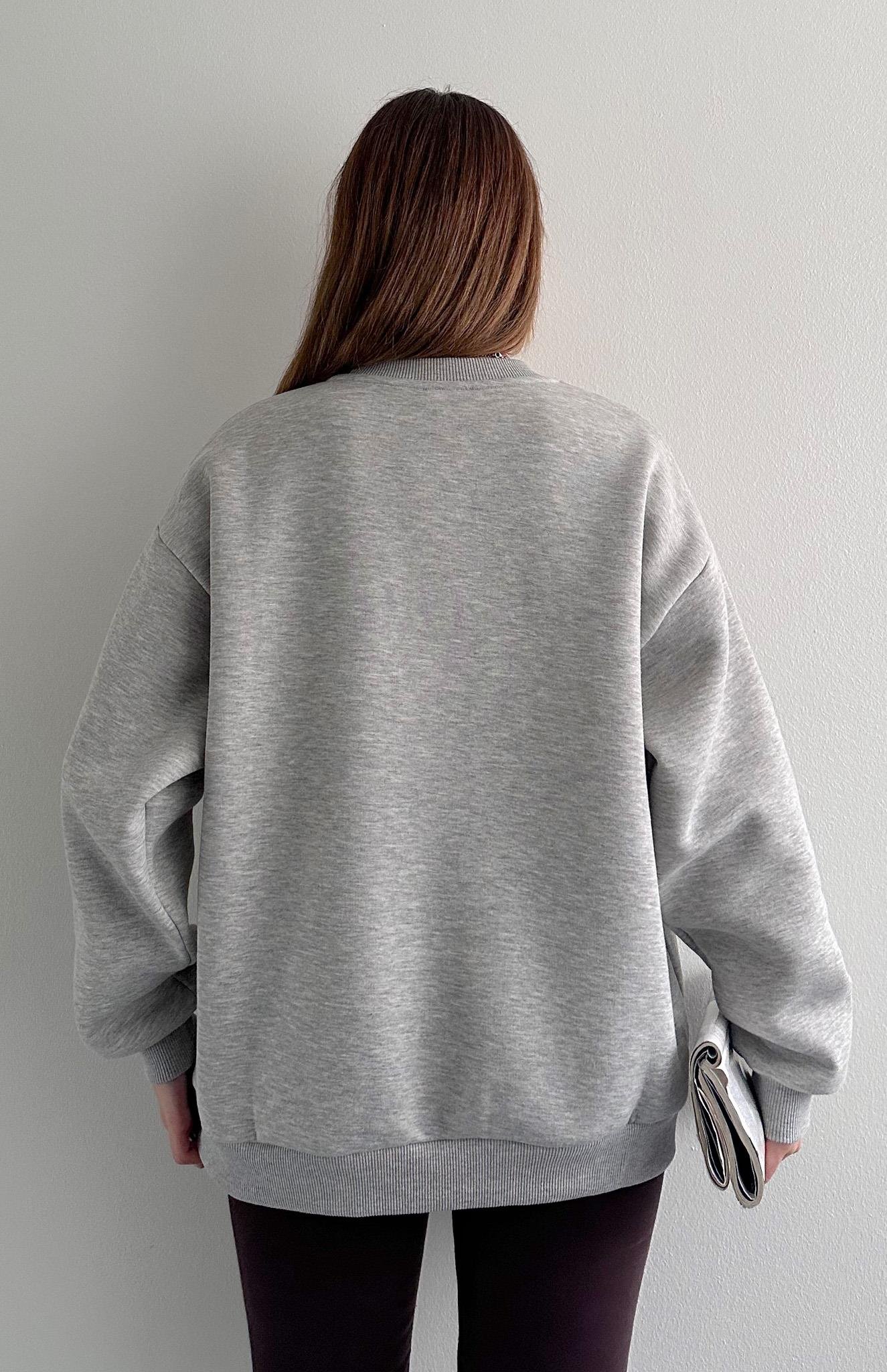 Nakiş Detaylı Sweatshırt GRİ