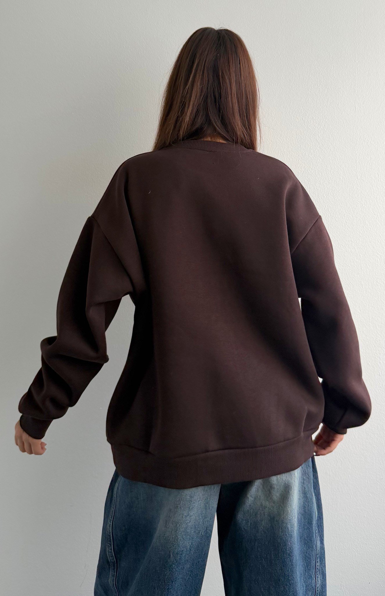 Nakiş Detaylı Sweatshırt KAHVERENGİ