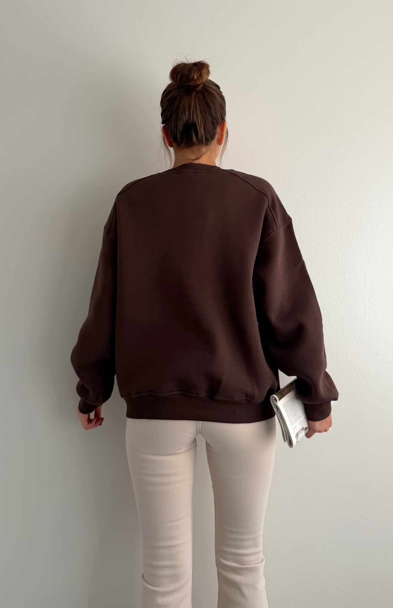 Omuzu Robalı 3 İplik Sweatshırt KAHVERENGİ