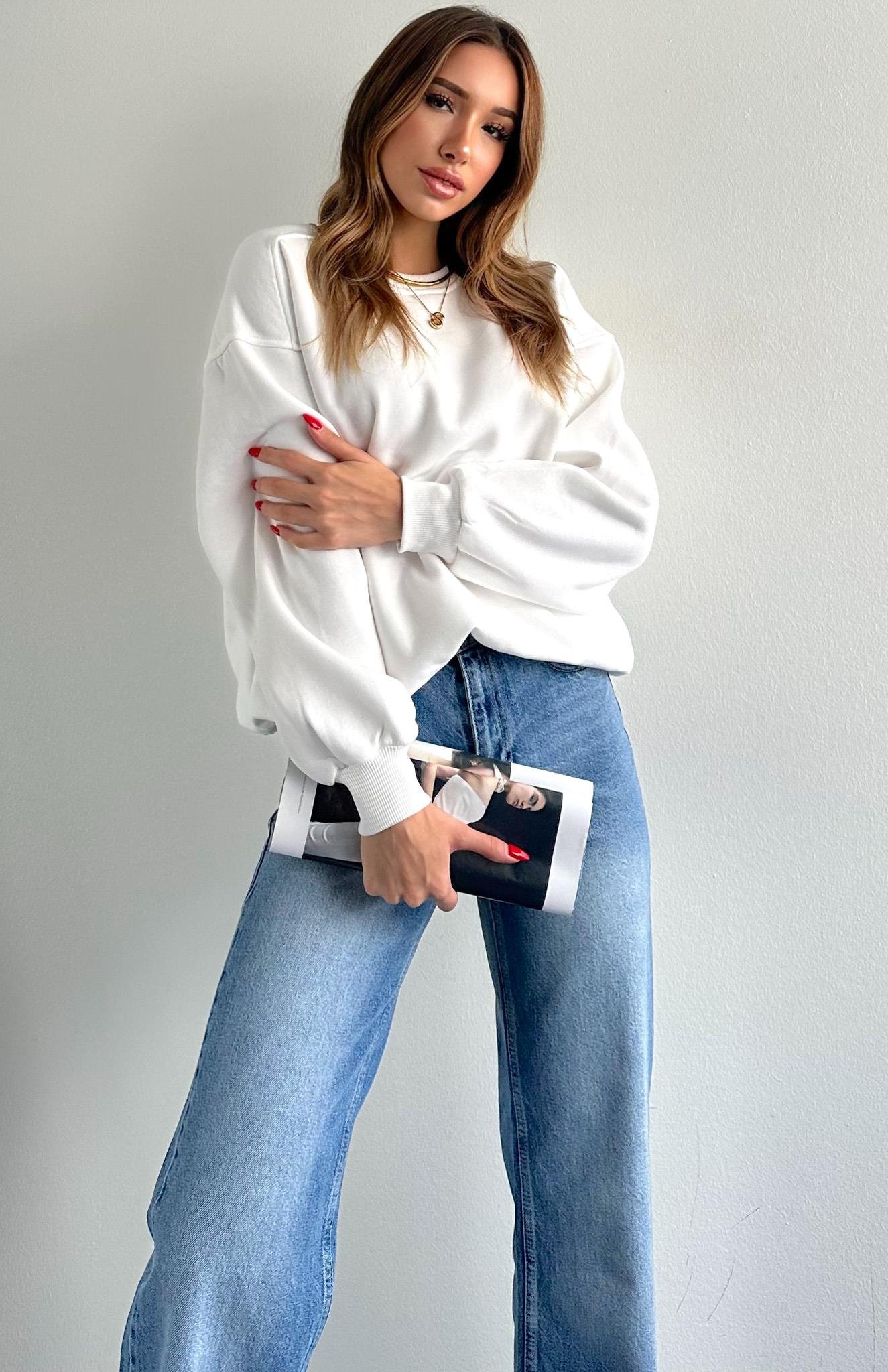 Omuzu Robalı 3 İplik Sweatshırt EKRU