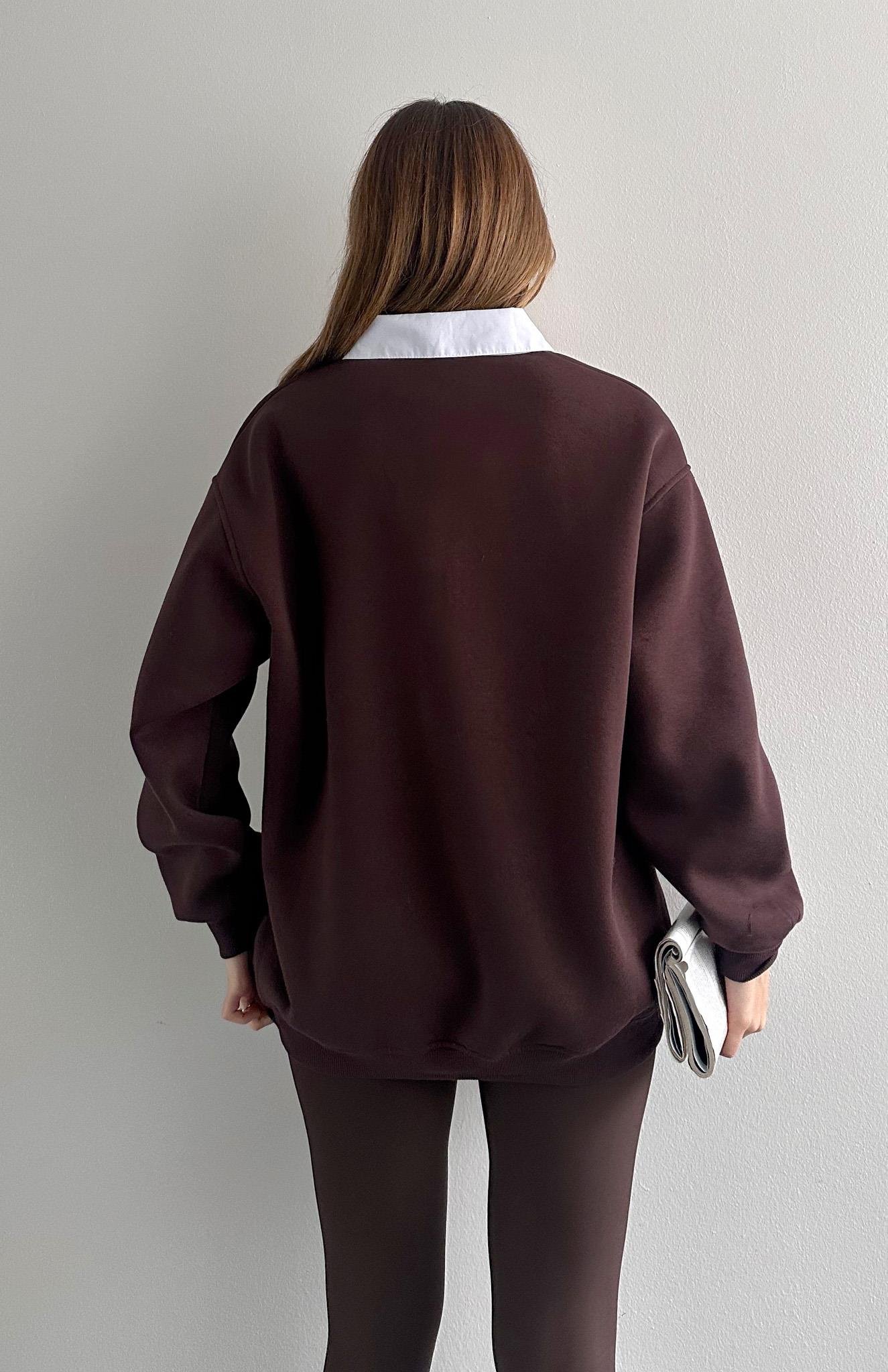 Tenis Baskılı Sweatshırt KAHVERENGİ