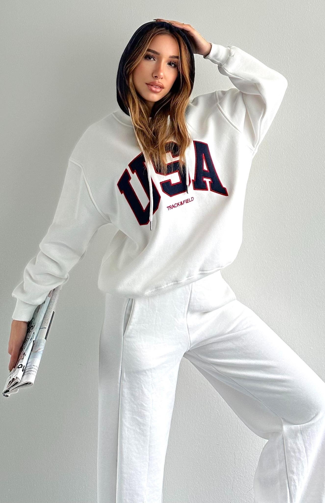 Usa Nakişlı Sweatshırt EKRU