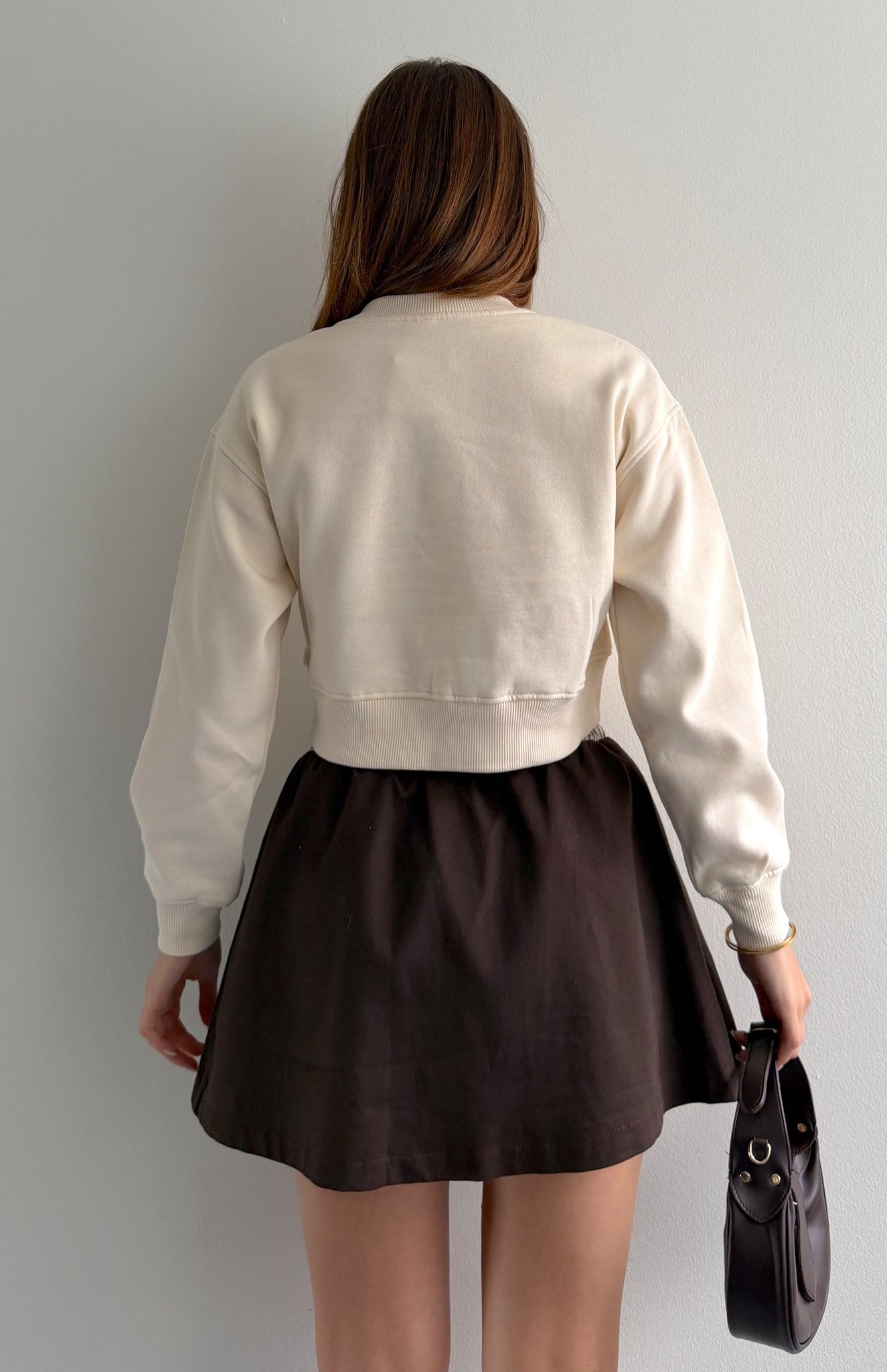 V Yaka Sweatshırt TAŞ