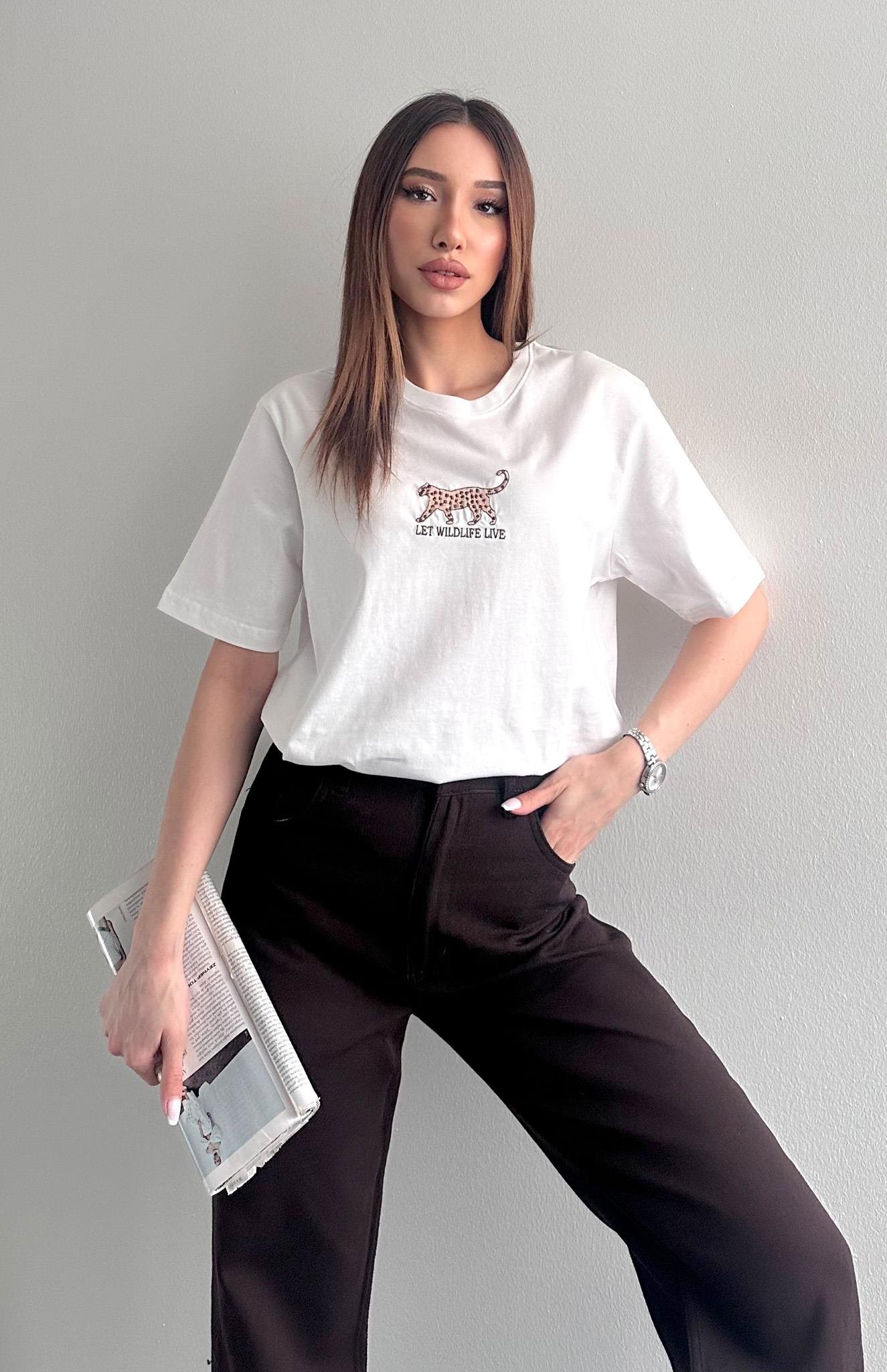 Baskı Detaylı Tshırt EKRU