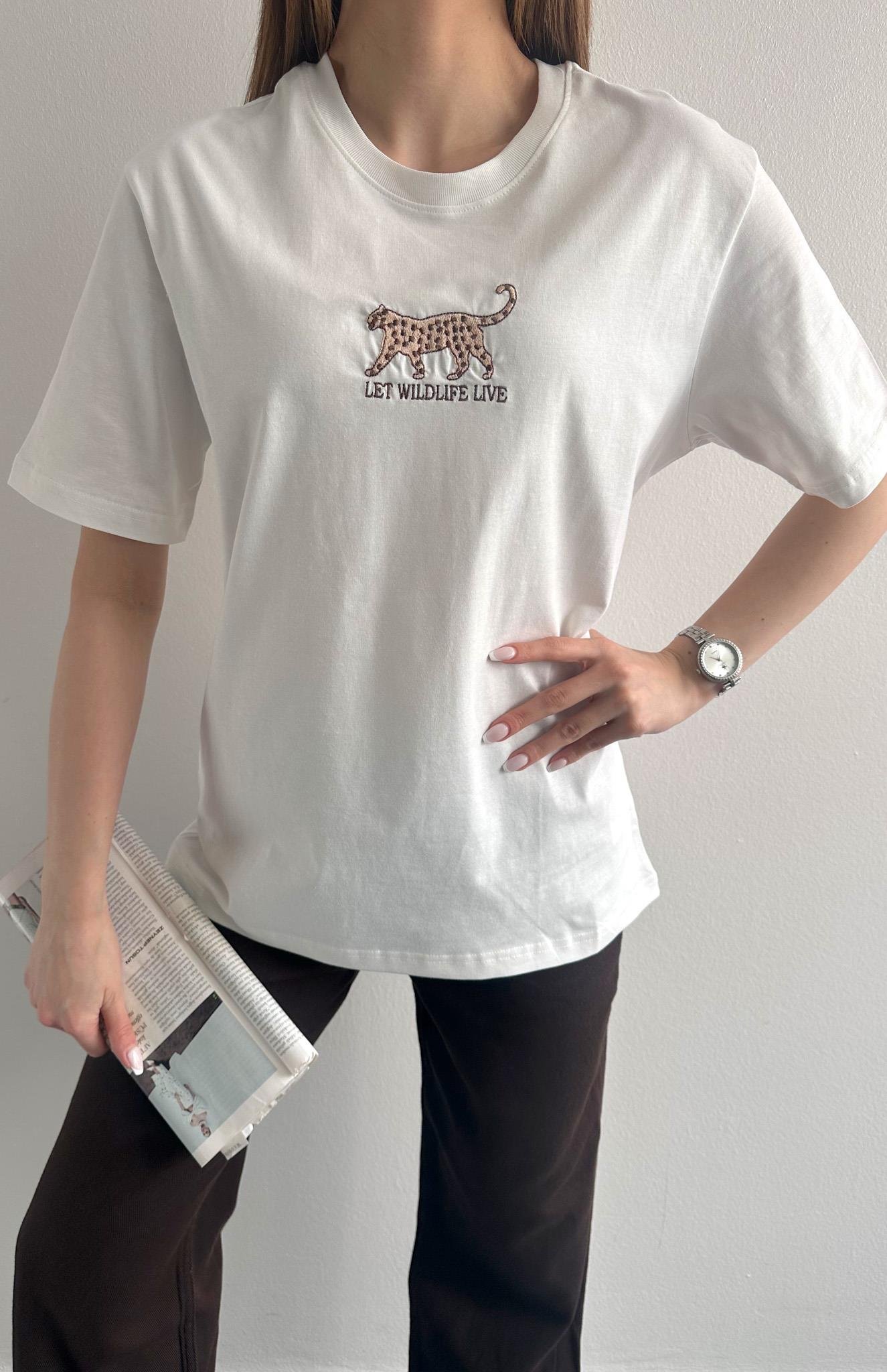 Baskı Detaylı Tshırt EKRU