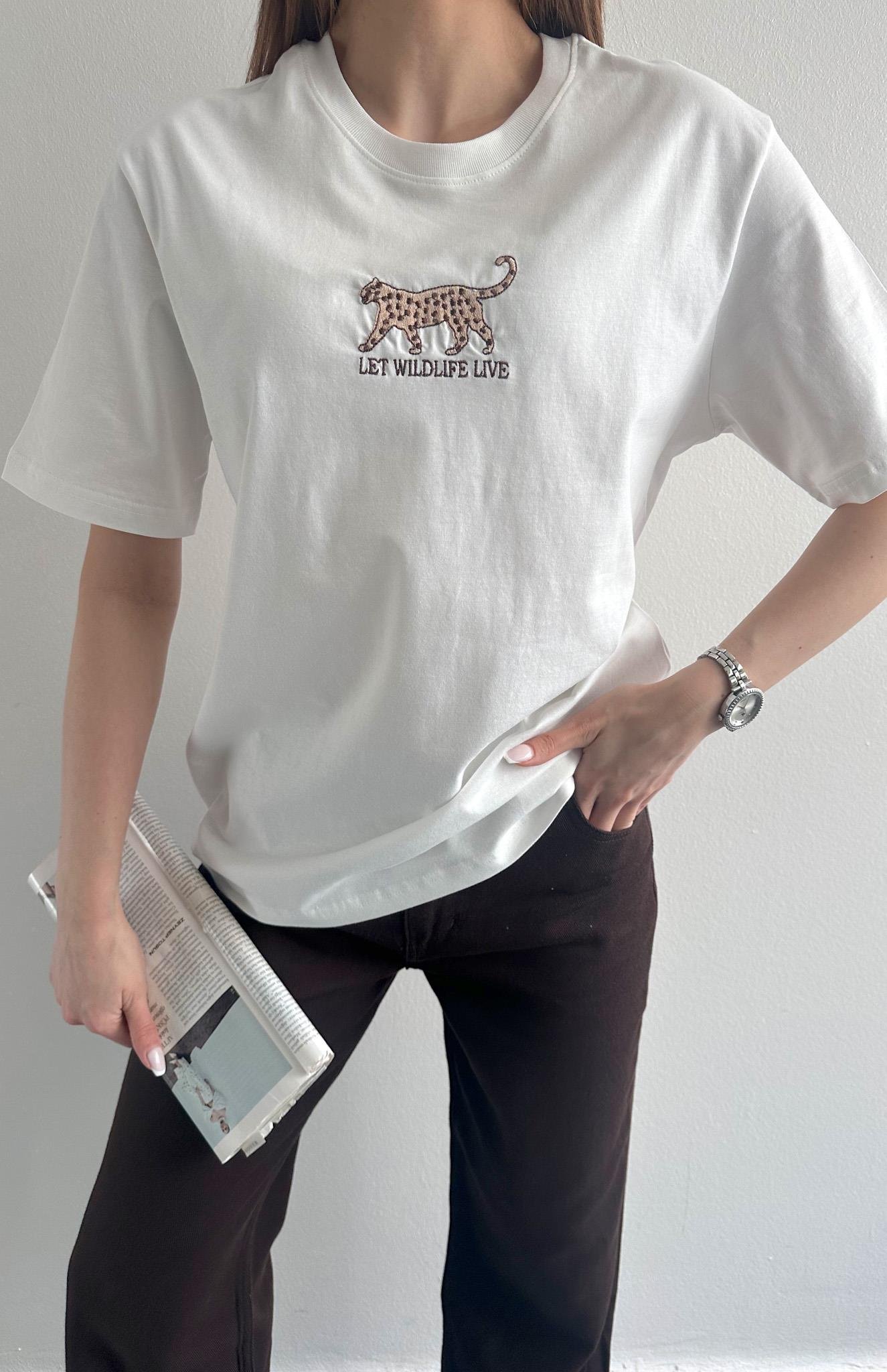 Baskı Detaylı Tshırt EKRU