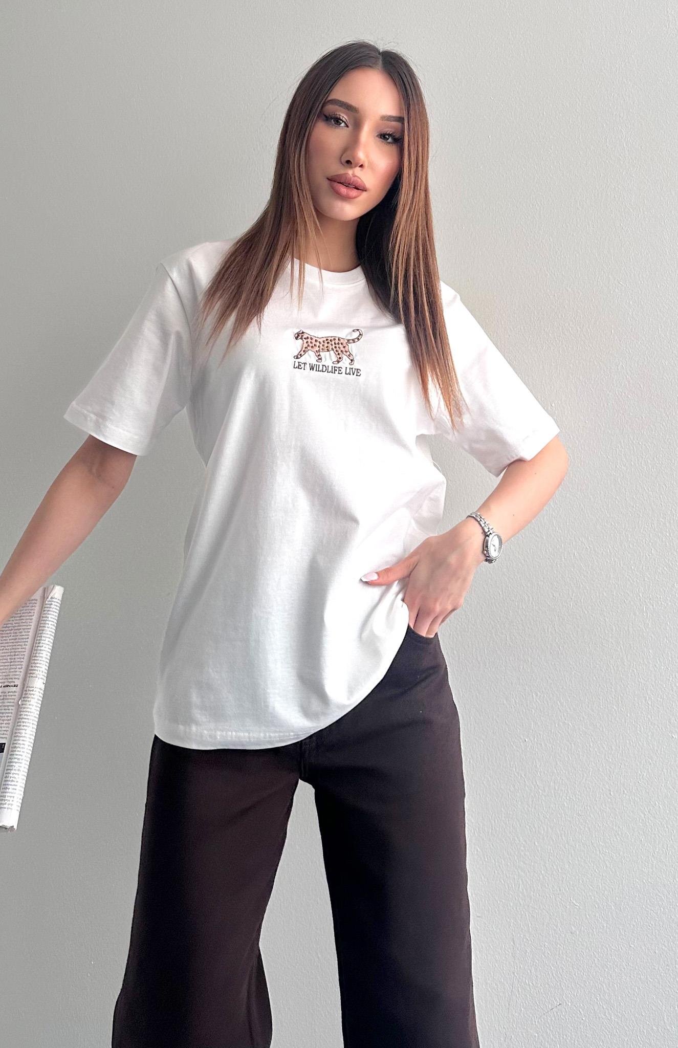 Baskı Detaylı Tshırt EKRU