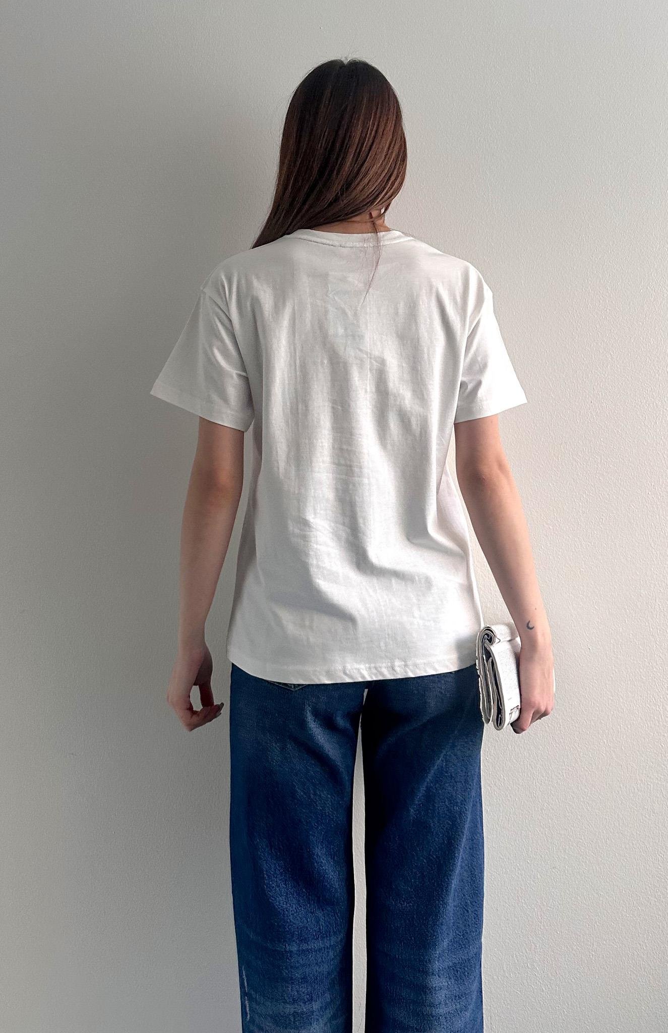 Baskı Nakiş Detaylı Tshırt EKRU