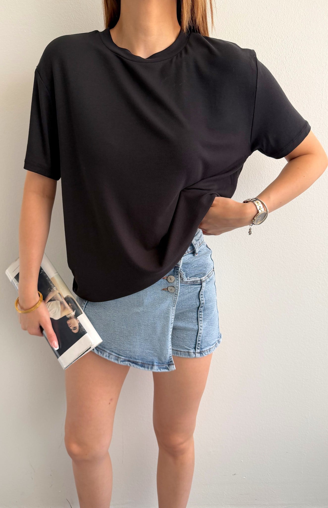 Bisiklet Yaka Tshırt SİYAH