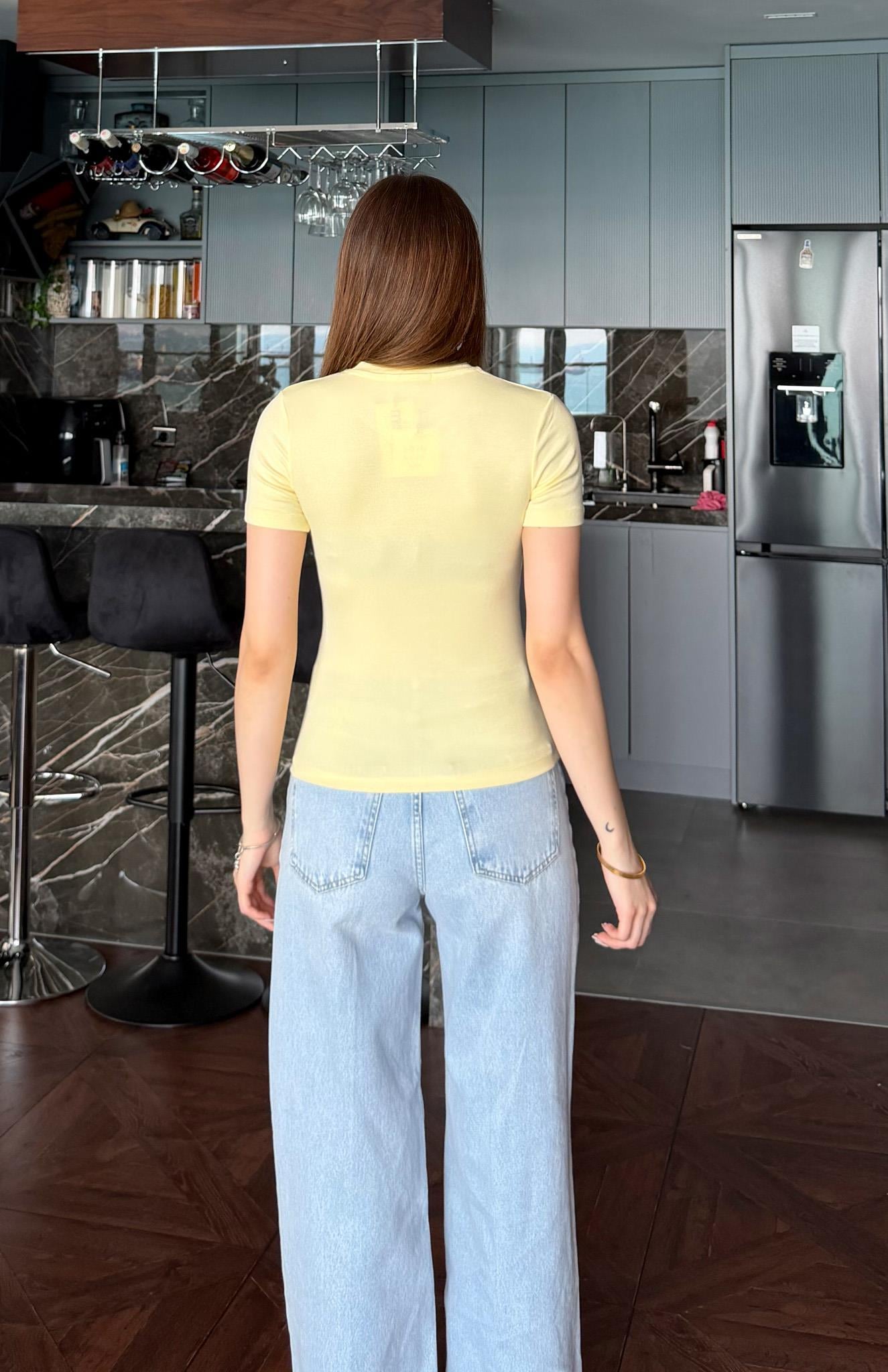 Kısa Kol Modal Tshırt SARI
