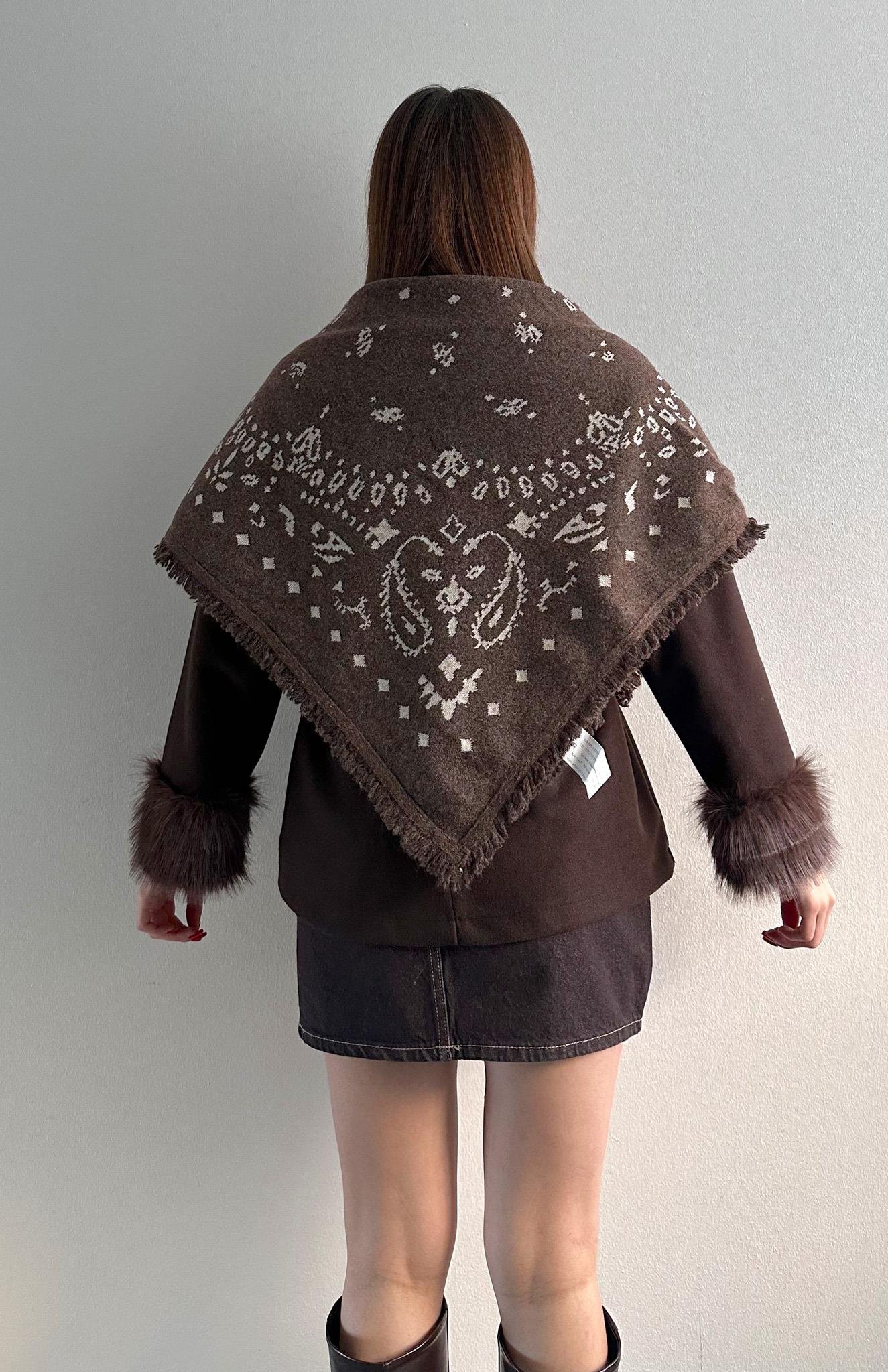 Desenli Şal Kahve-bej