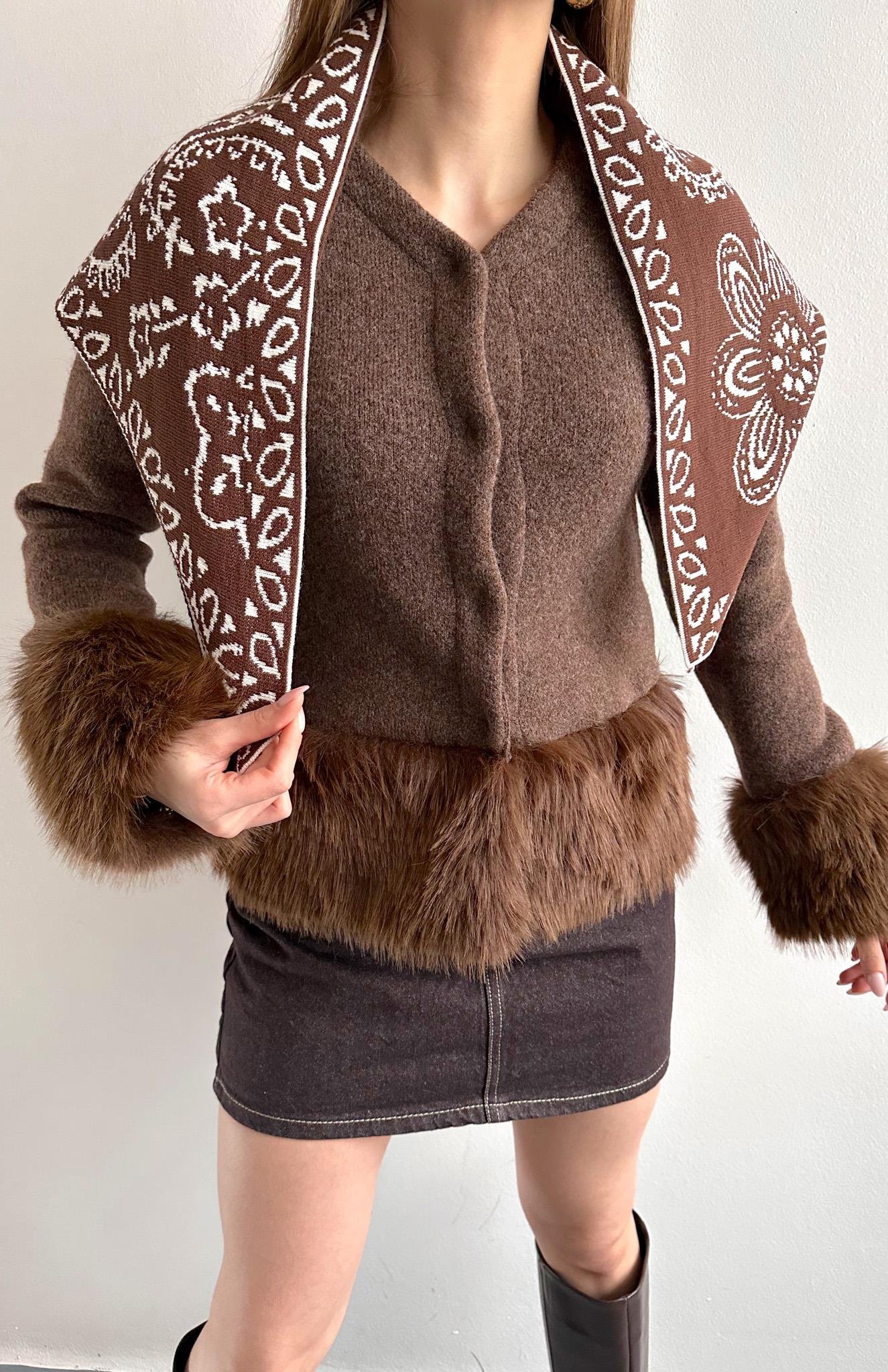 Desenli Şal KAHVERENGİ