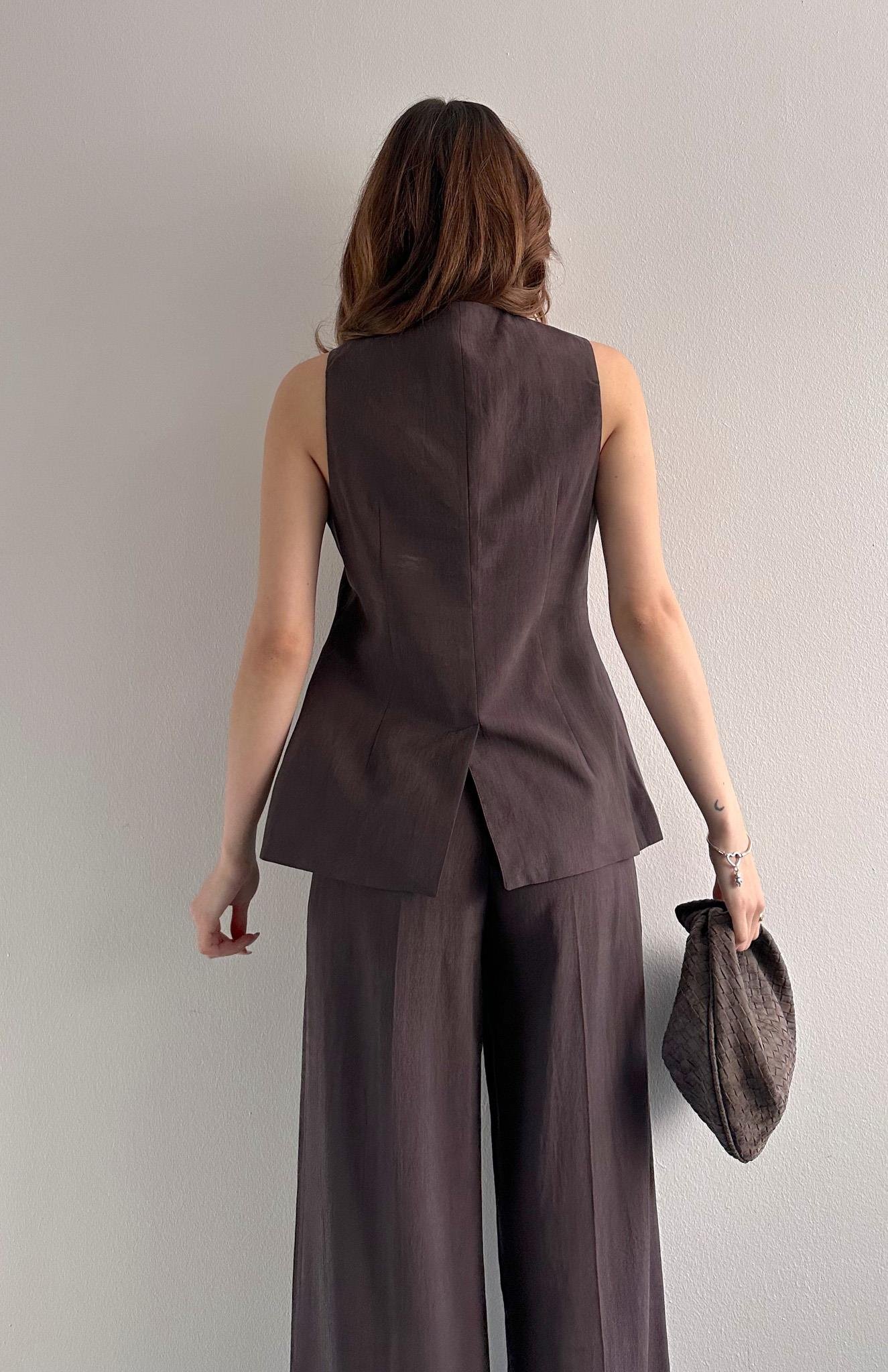 Düğme Detaylı Yelek KAHVERENGİ