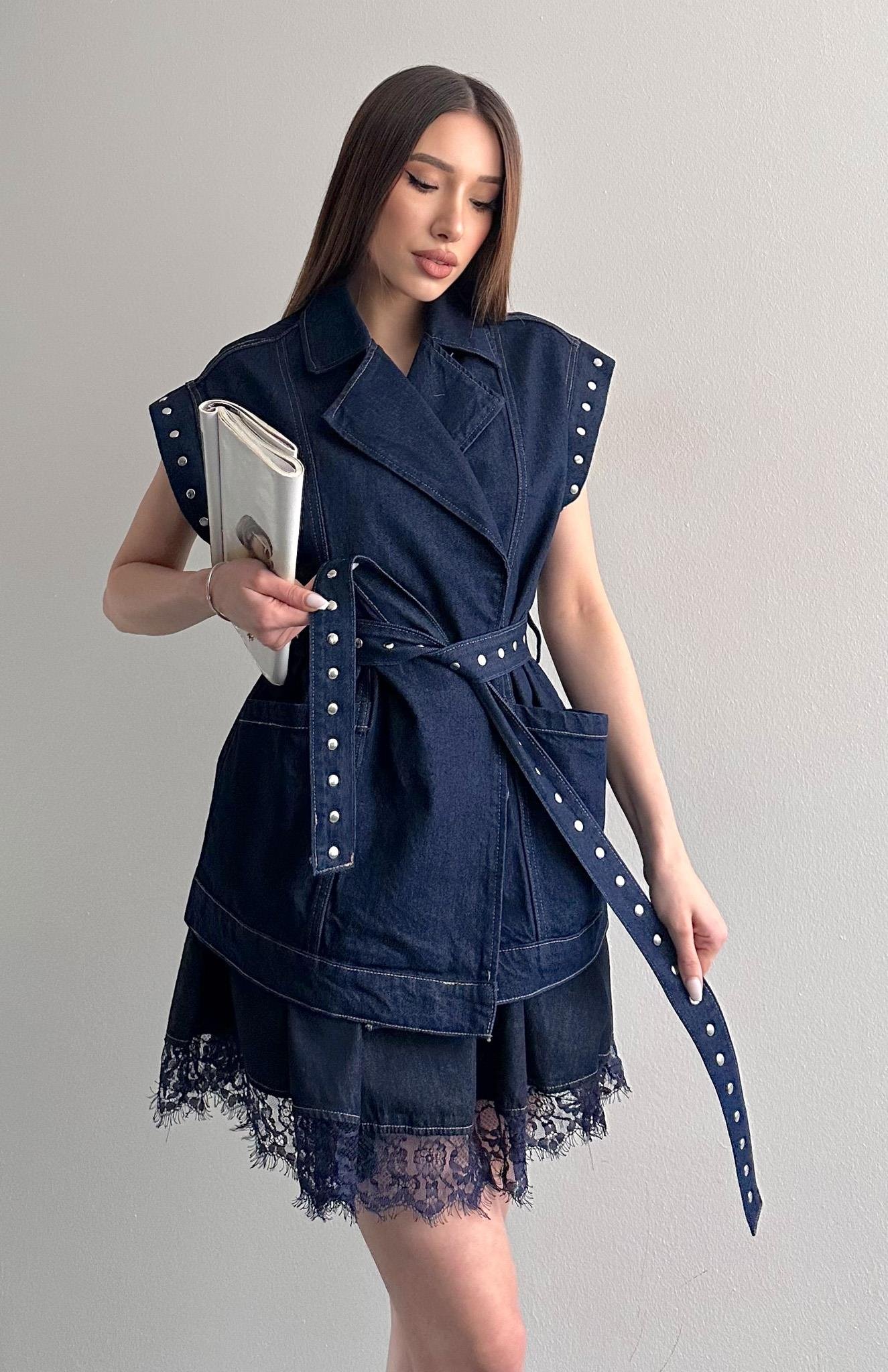 Kuşaklı Trop Detaylı Oversize Yelek RİNS