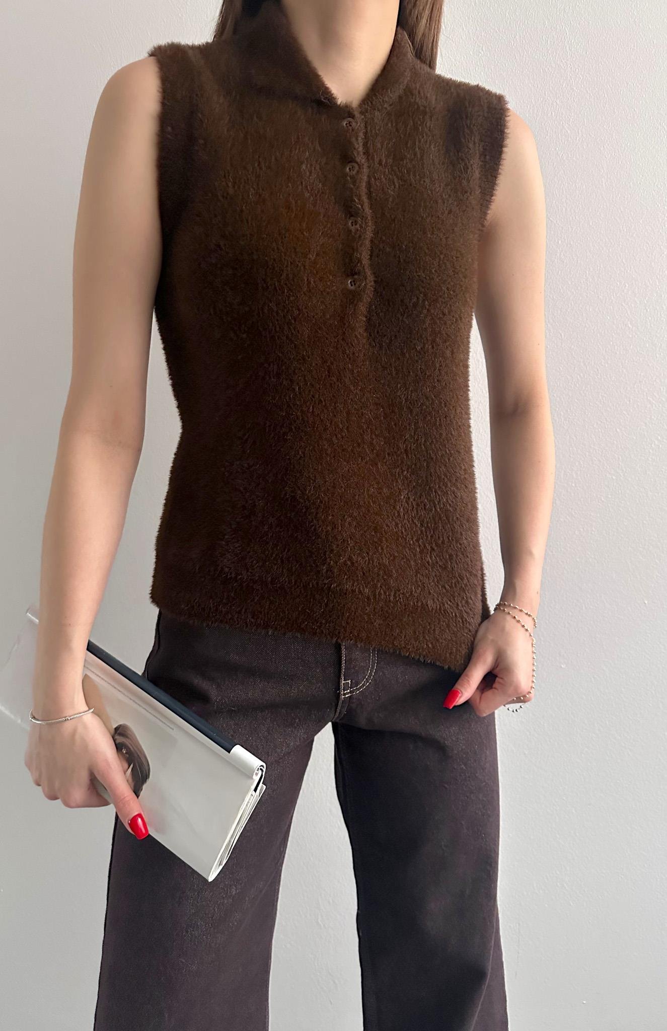 Suni Kürklü Yelek KAHVERENGİ