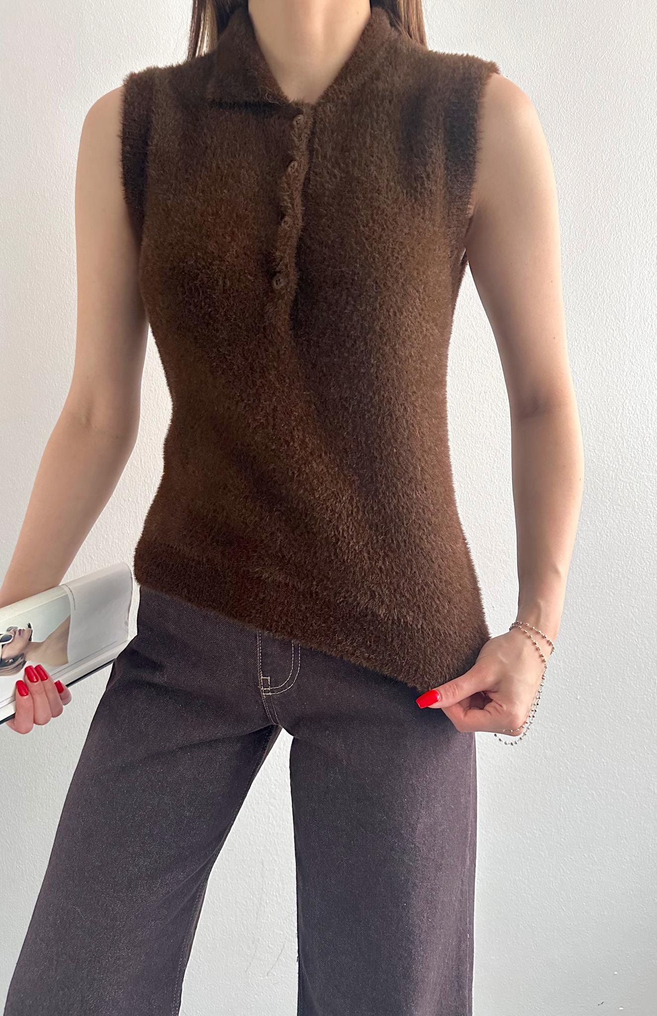 Suni Kürklü Yelek KAHVERENGİ