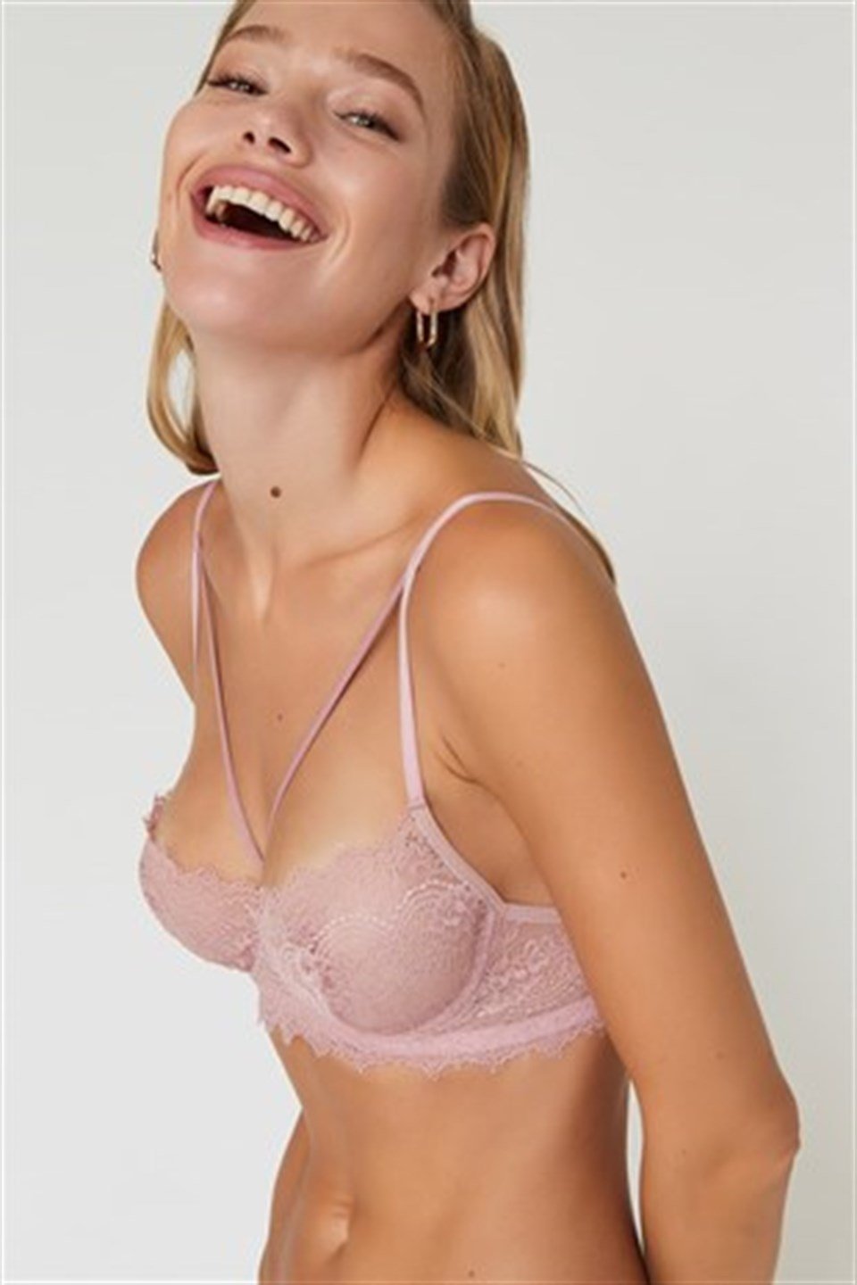 Cansoy Aura Dantelli Pudra Bralet Takım