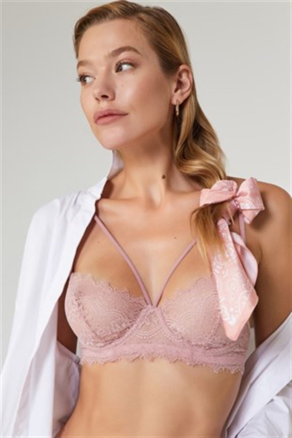 Cansoy Aura Dantelli Pudra Bralet Takım
