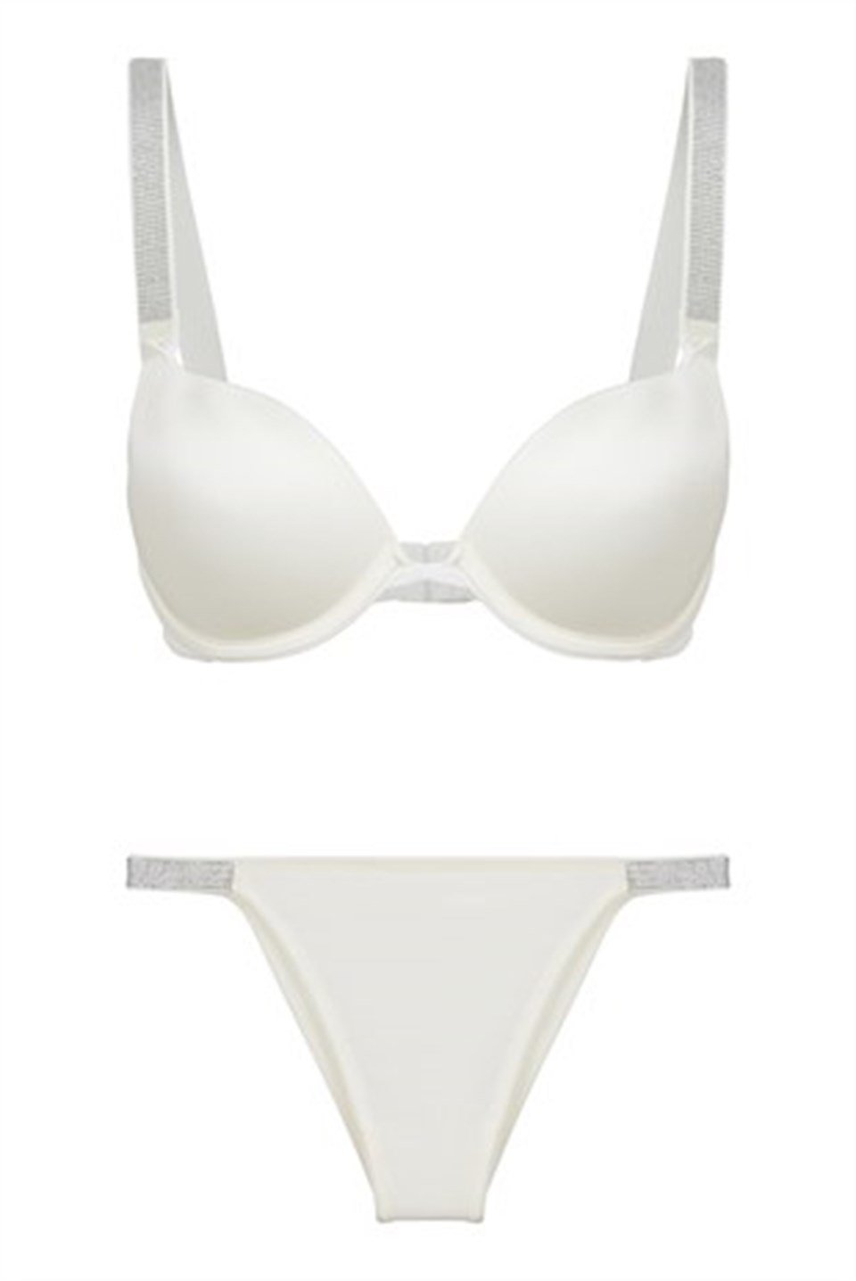 Cansoy Diva Double Push Up Ekru Taşlı Sütyen Takımı