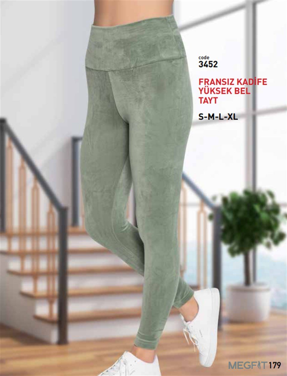 Megfit 3452 Fransız Kadife Yüksek Bel Tayt