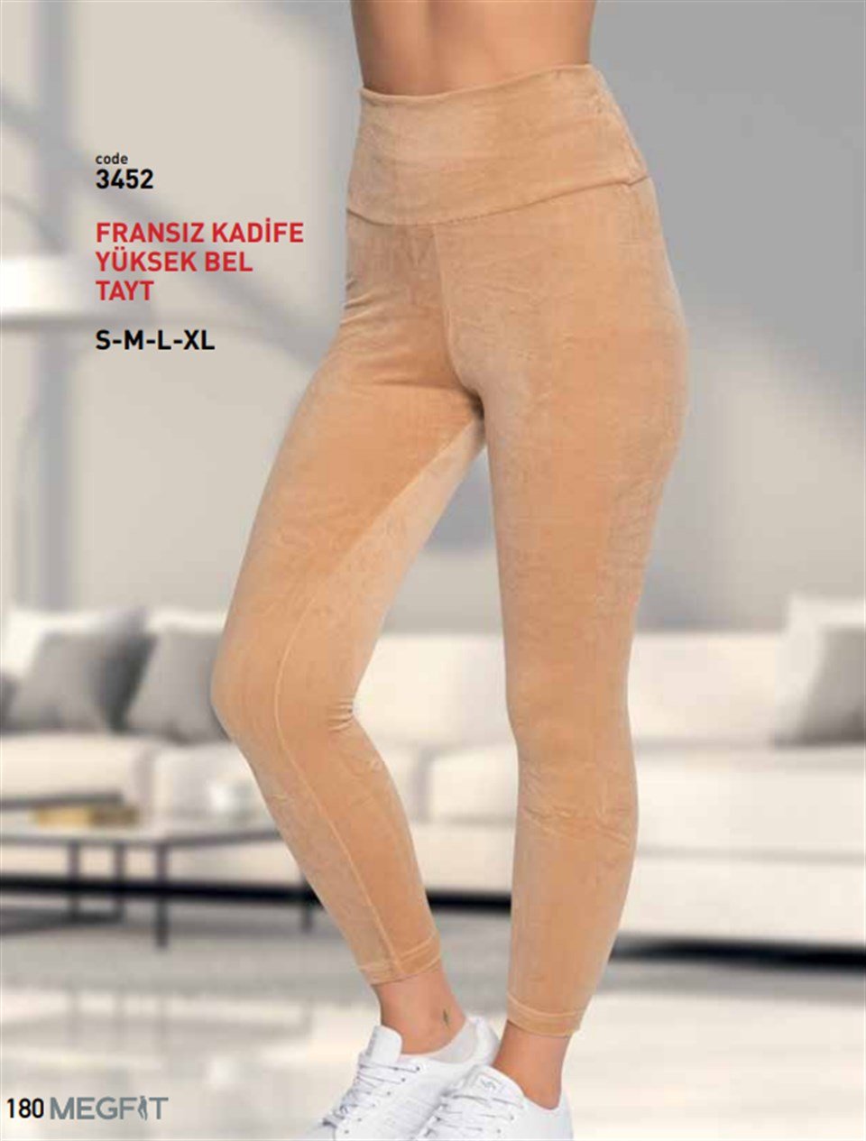 Megfit 3452 Fransız Kadife Yüksek Bel Tayt