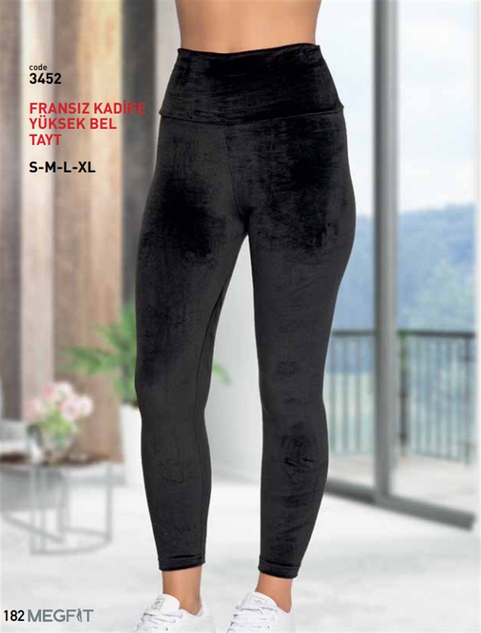 Megfit 3452 Fransız Kadife Yüksek Bel Tayt
