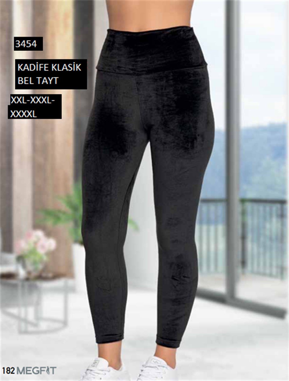 Megfit 3454 Büyük Beden Fransız Kadife Klasik Bel Tayt